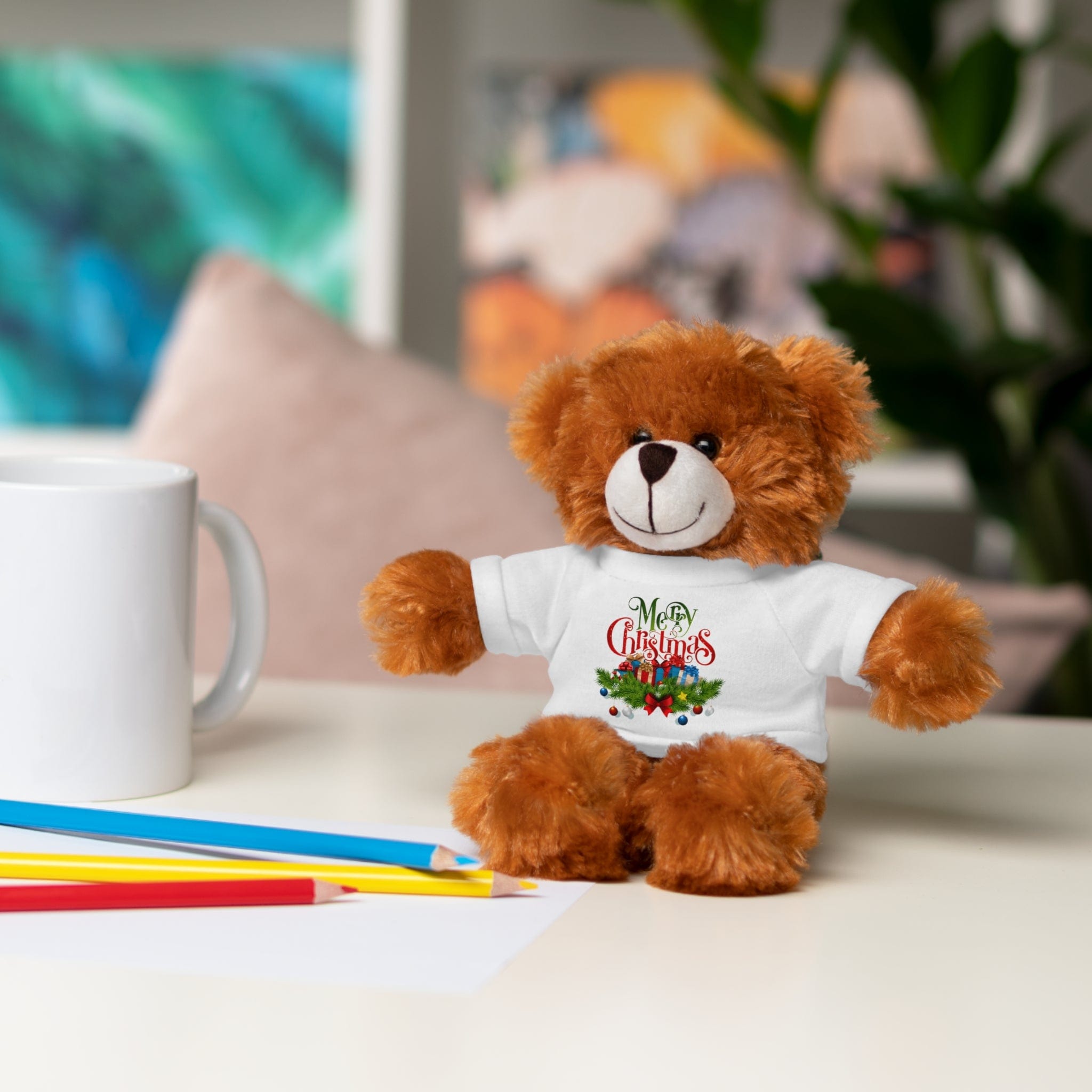 Printify Accessories Cuddly Christmas Companions: Stuffed Animals Adorned in Festive Tee Designs for Holiday Cheer!