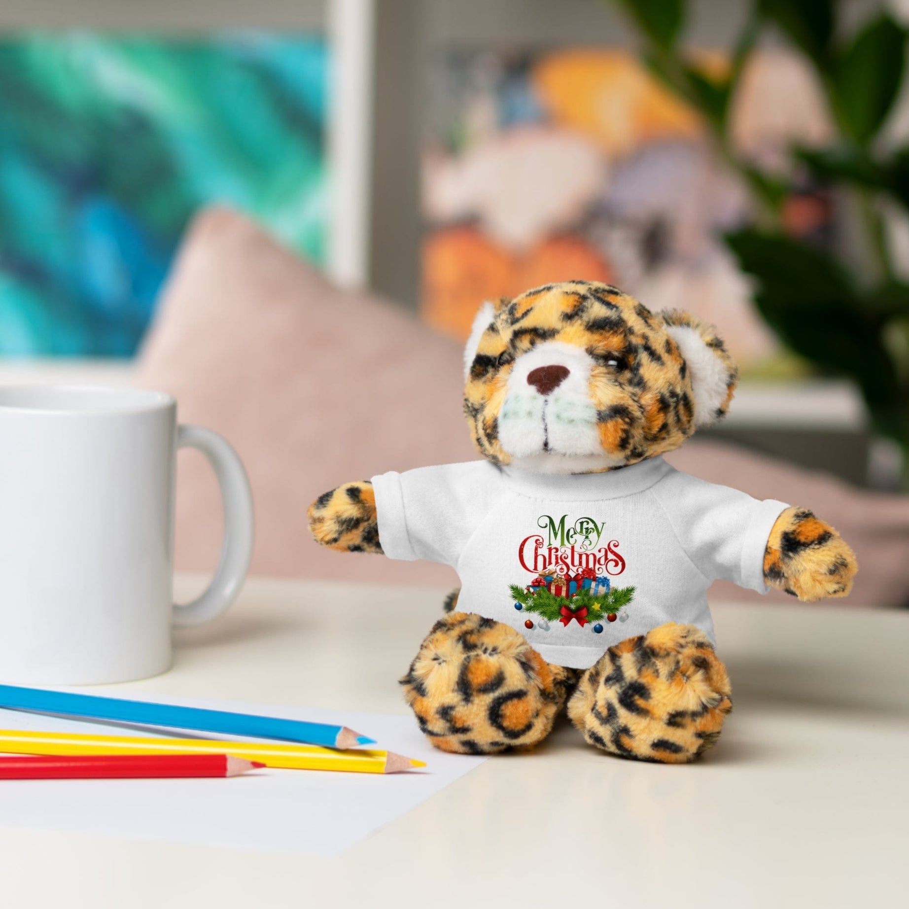 Printify Accessories Cuddly Christmas Companions: Stuffed Animals Adorned in Festive Tee Designs for Holiday Cheer!
