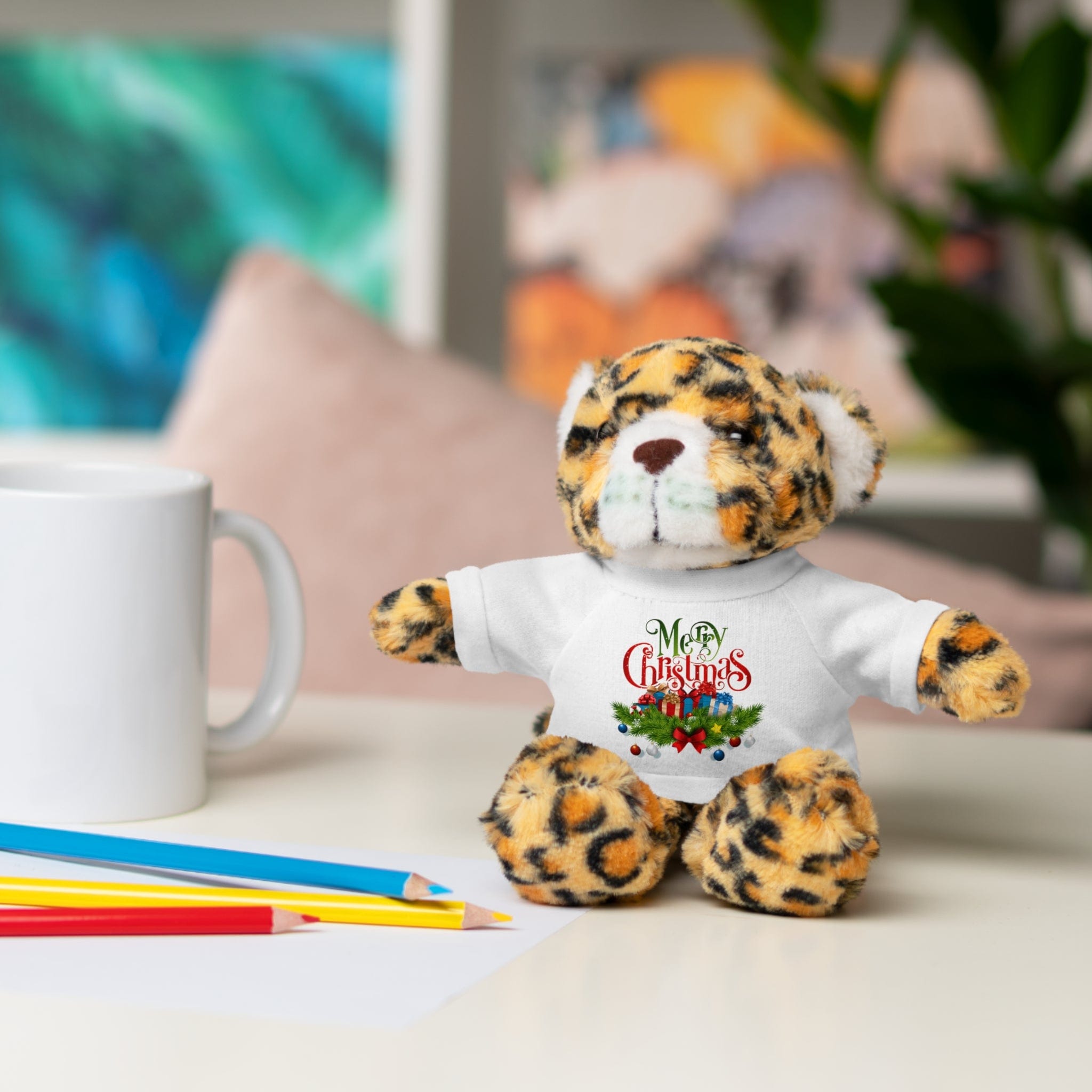 Printify Accessories Cuddly Christmas Companions: Stuffed Animals Adorned in Festive Tee Designs for Holiday Cheer!
