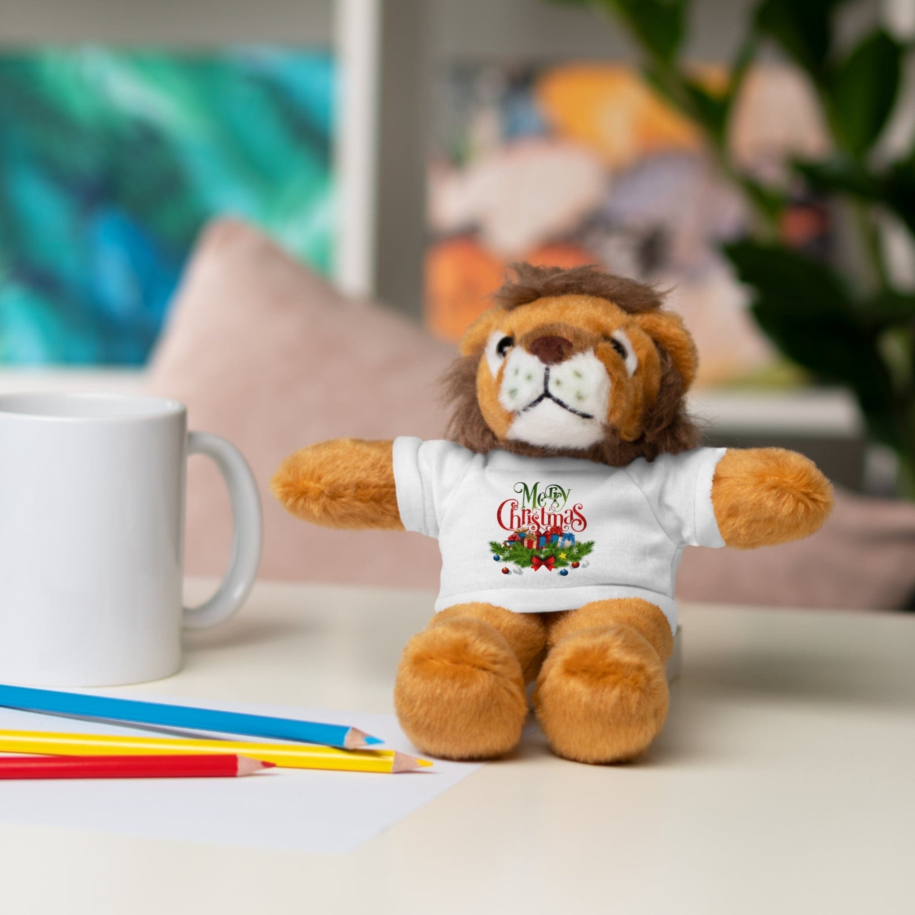 Printify Accessories Cuddly Christmas Companions: Stuffed Animals Adorned in Festive Tee Designs for Holiday Cheer!