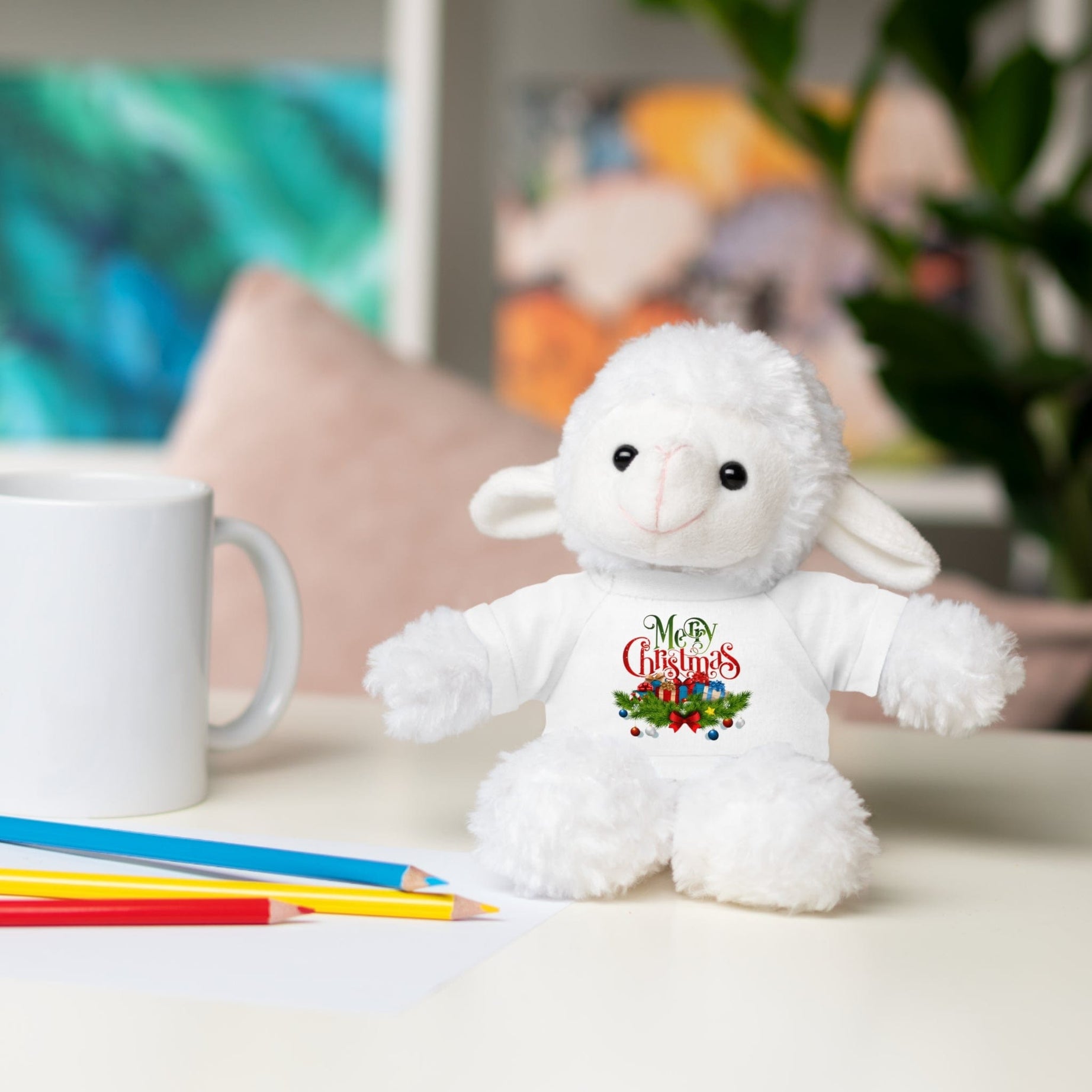 Printify Accessories Cuddly Christmas Companions: Stuffed Animals Adorned in Festive Tee Designs for Holiday Cheer!