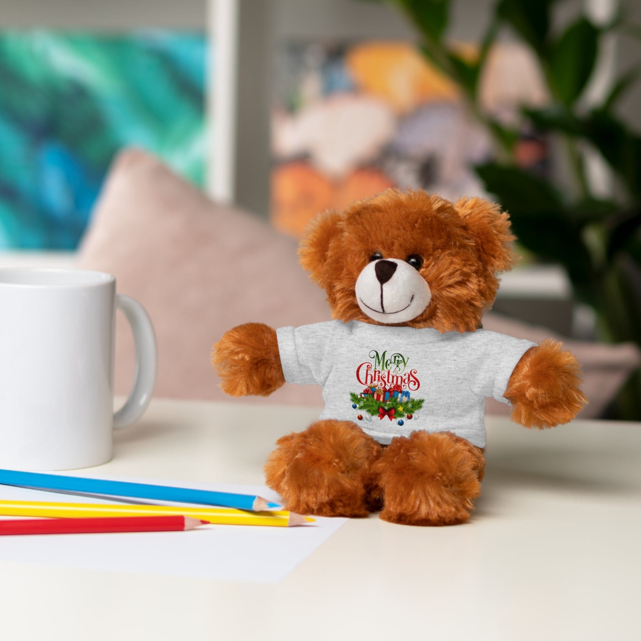 Printify Accessories Cuddly Christmas Companions: Stuffed Animals Adorned in Festive Tee Designs for Holiday Cheer!