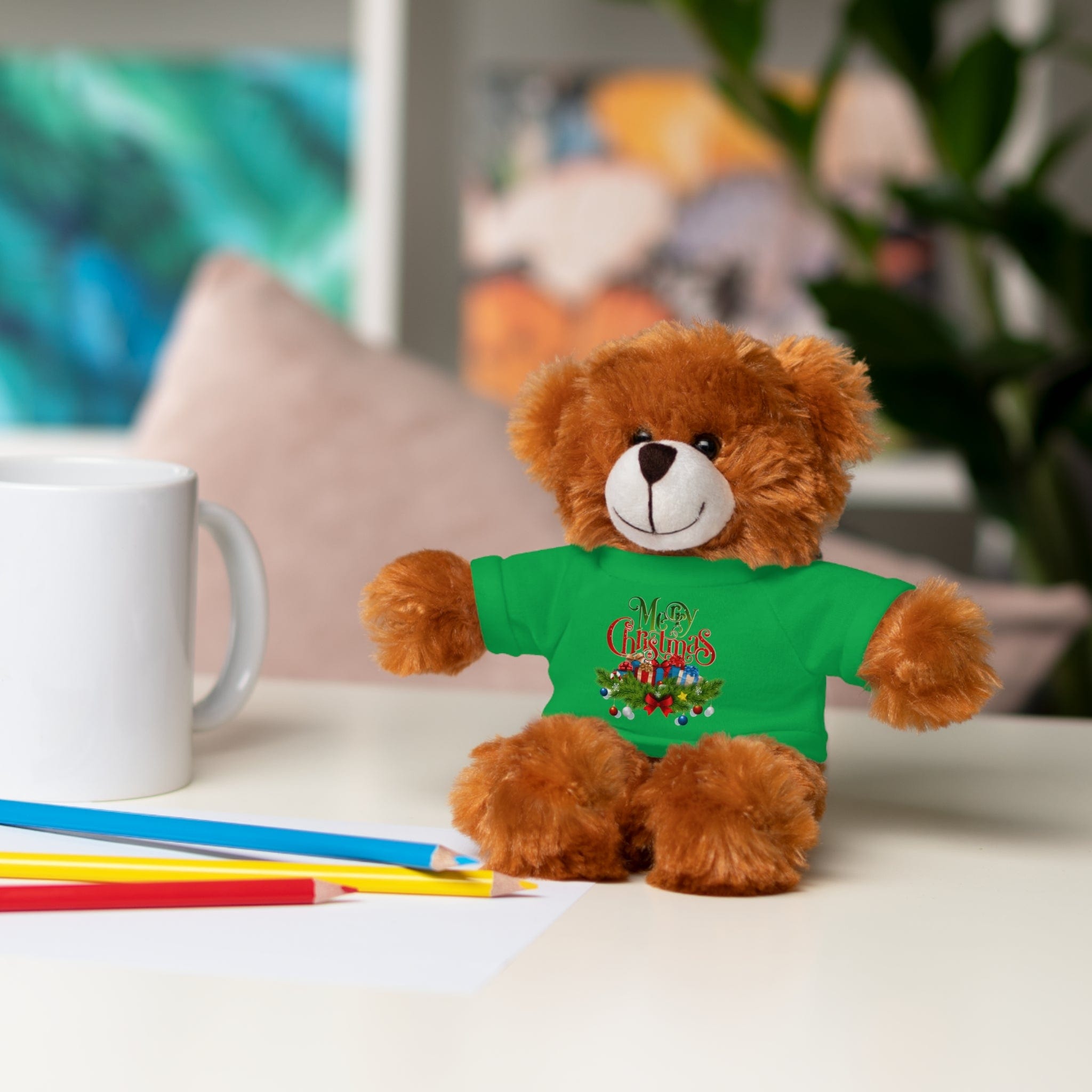 Printify Accessories Cuddly Christmas Companions: Stuffed Animals Adorned in Festive Tee Designs for Holiday Cheer!