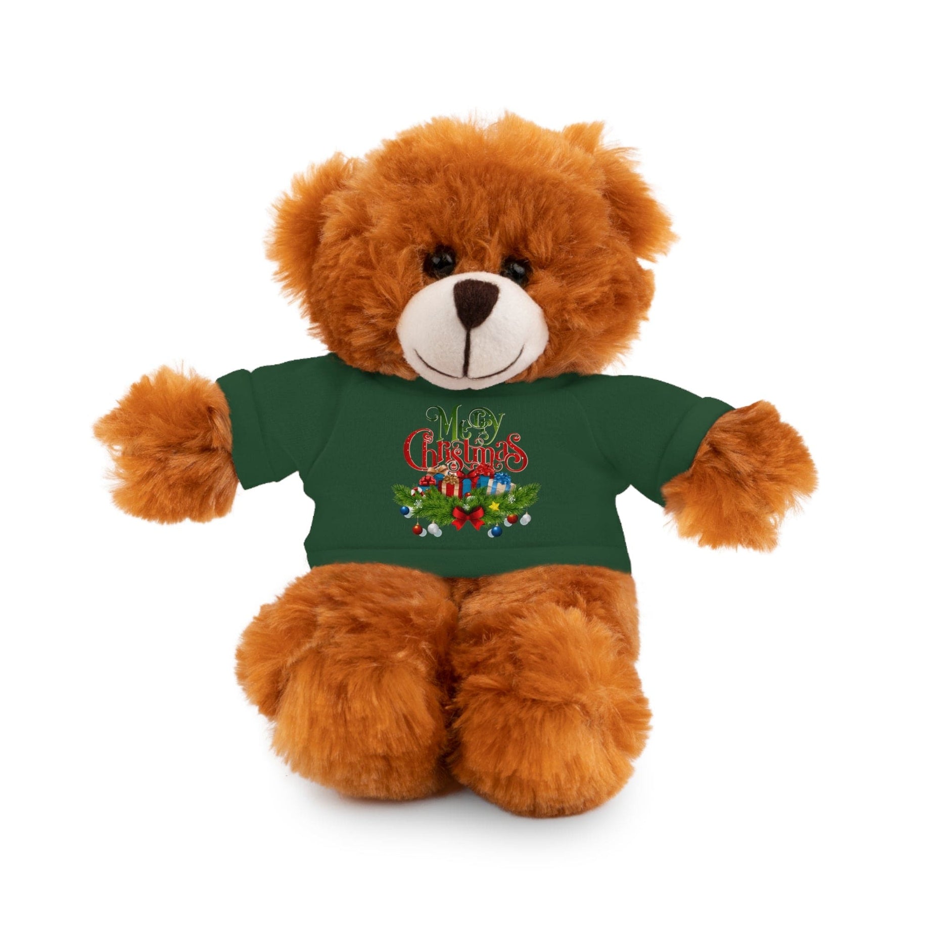Printify Accessories Forest Green / Bear / 8" Cuddly Christmas Companions: Stuffed Animals Adorned in Festive Tee Designs for Holiday Cheer!