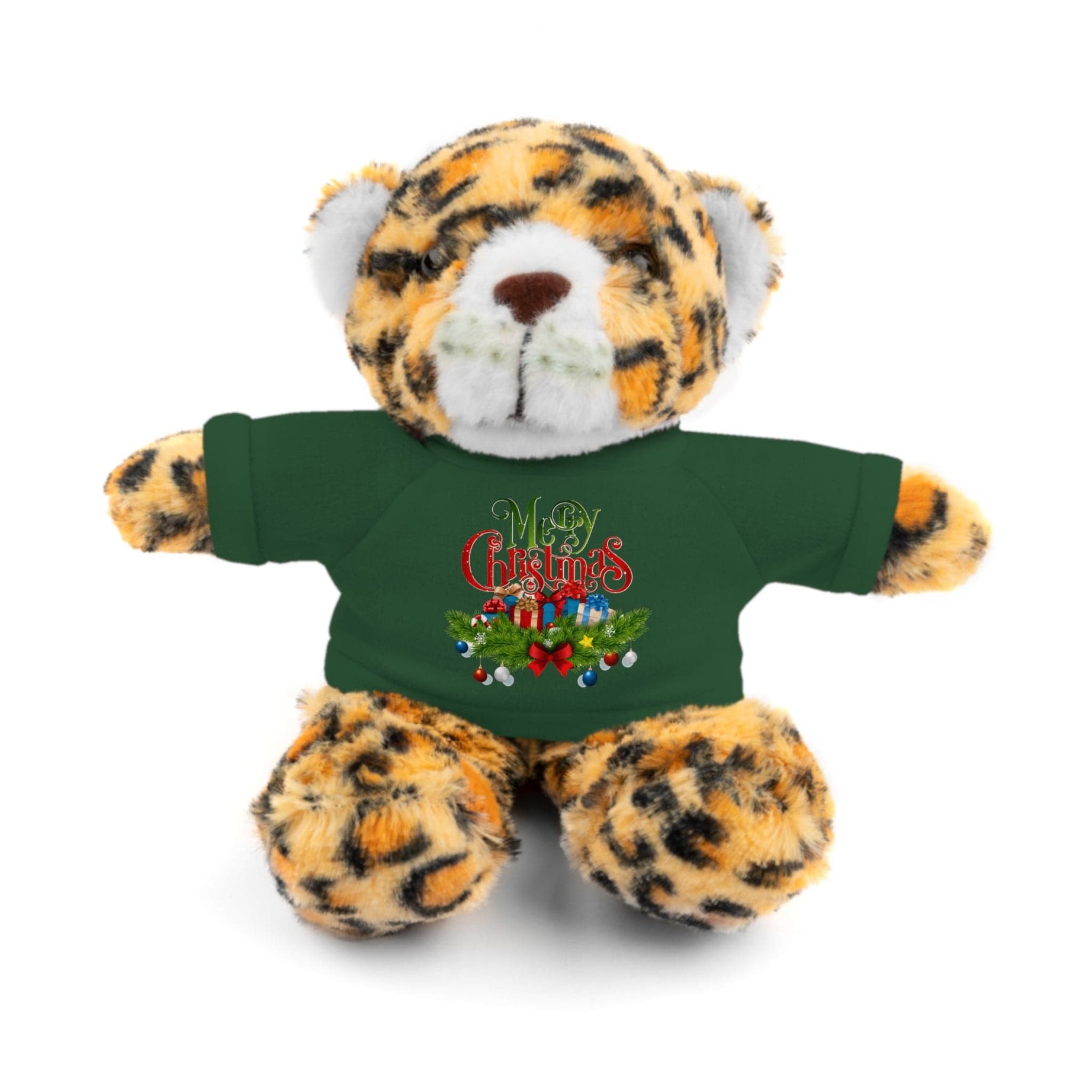 Printify Accessories Forest Green / Jaguar / 8" Cuddly Christmas Companions: Stuffed Animals Adorned in Festive Tee Designs for Holiday Cheer!