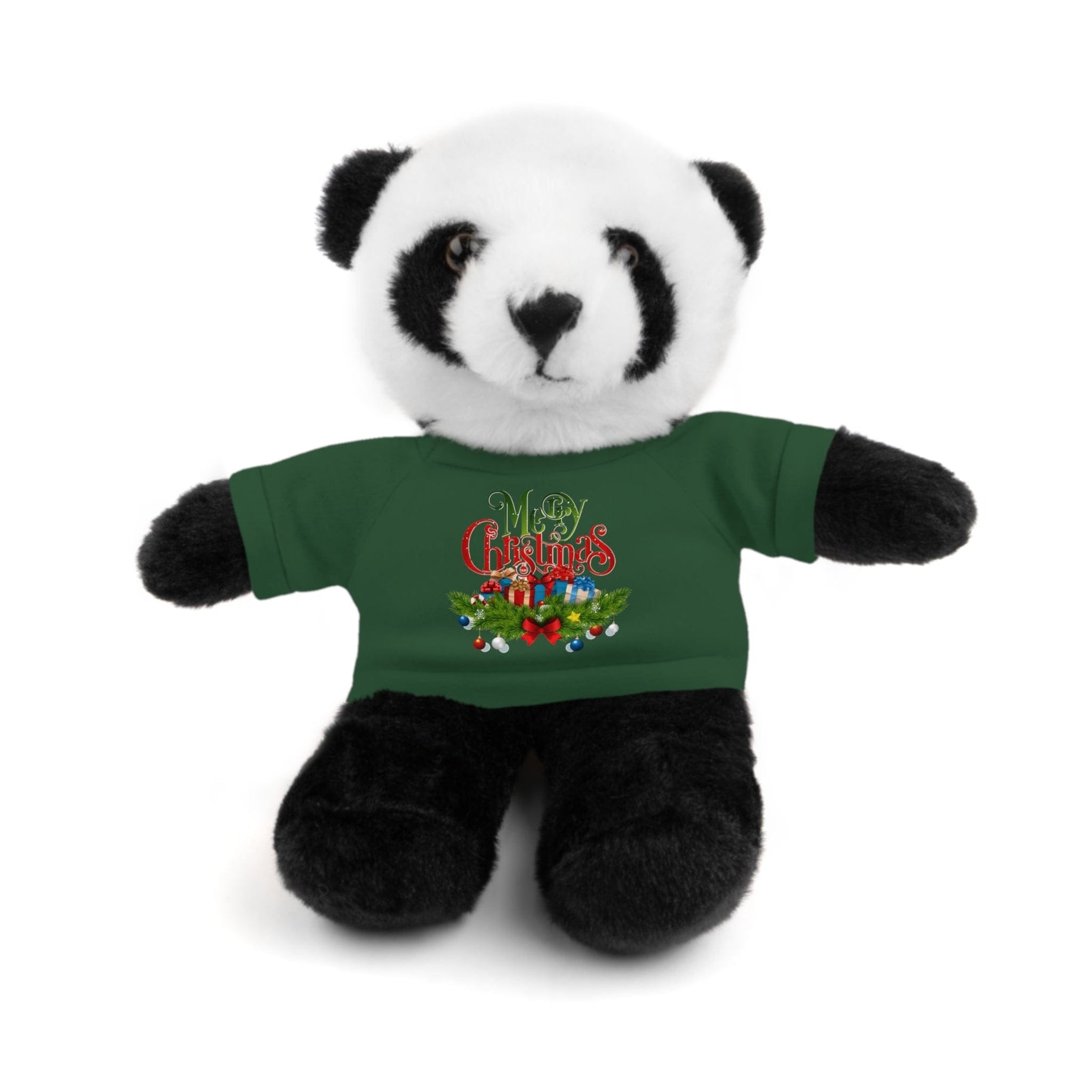 Printify Accessories Forest Green / Panda / 8" Cuddly Christmas Companions: Stuffed Animals Adorned in Festive Tee Designs for Holiday Cheer!