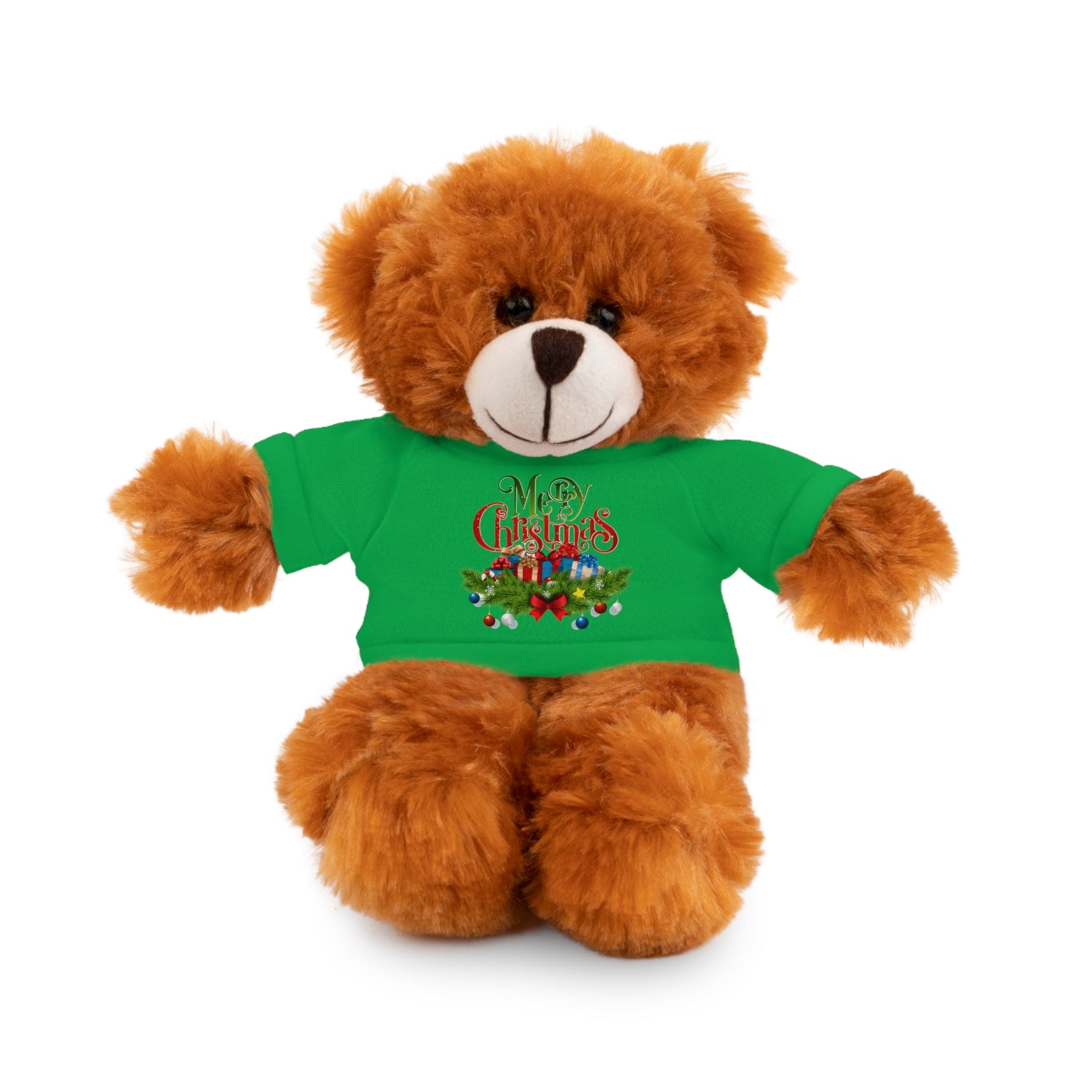 Printify Accessories Irish Green / Bear / 8" Cuddly Christmas Companions: Stuffed Animals Adorned in Festive Tee Designs for Holiday Cheer!