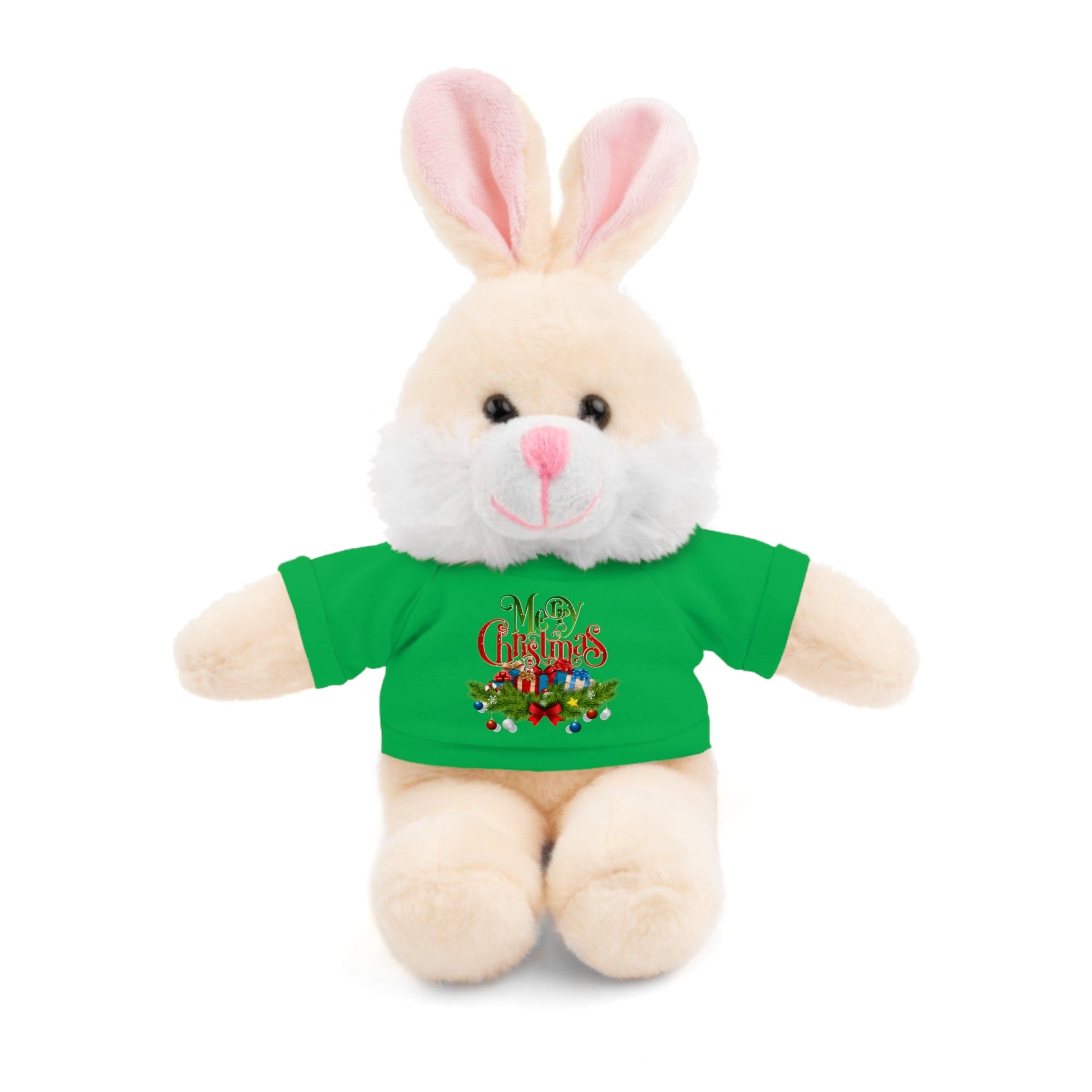 Printify Accessories Irish Green / Bunny / 8" Cuddly Christmas Companions: Stuffed Animals Adorned in Festive Tee Designs for Holiday Cheer!
