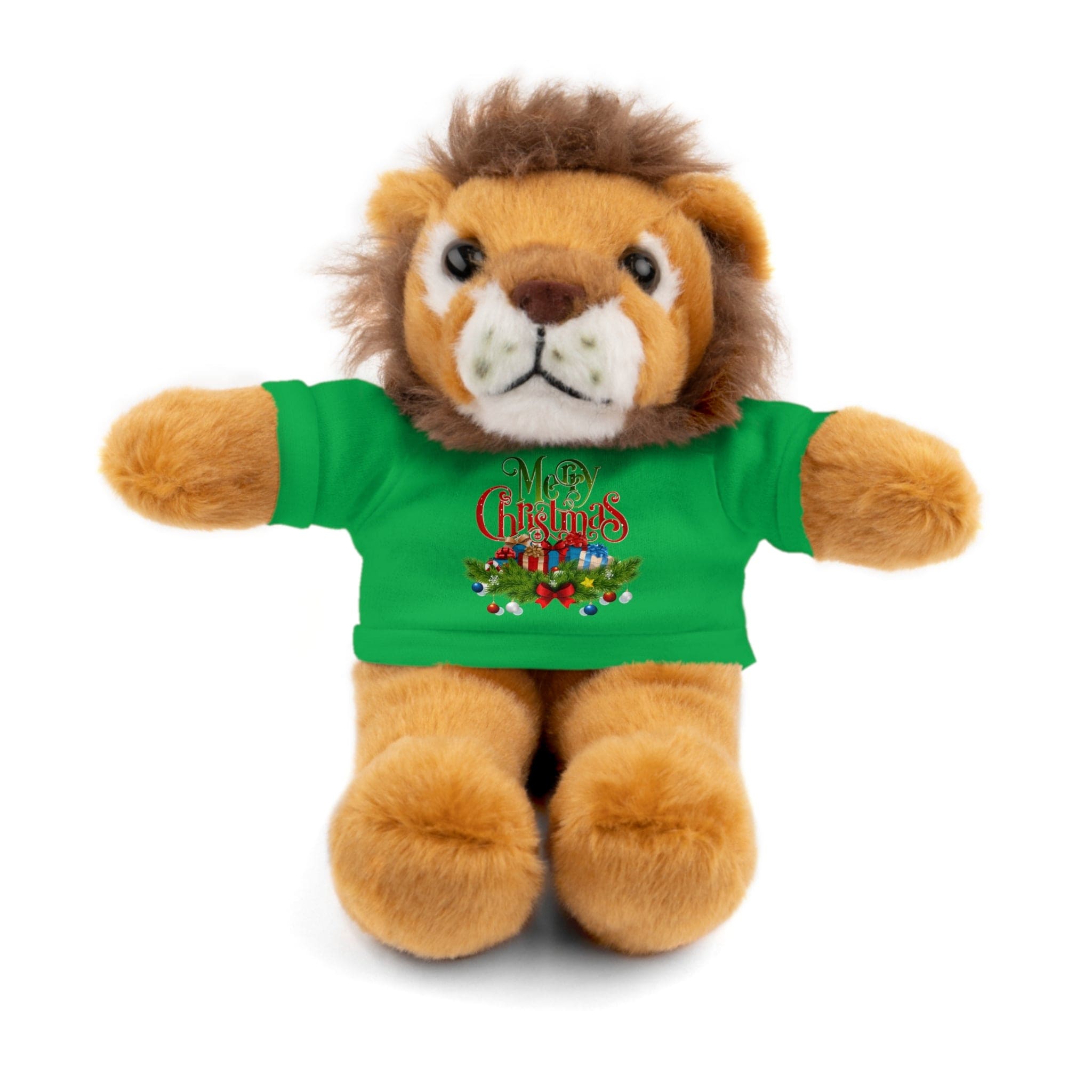 Printify Accessories Irish Green / Lion / 8" Cuddly Christmas Companions: Stuffed Animals Adorned in Festive Tee Designs for Holiday Cheer!