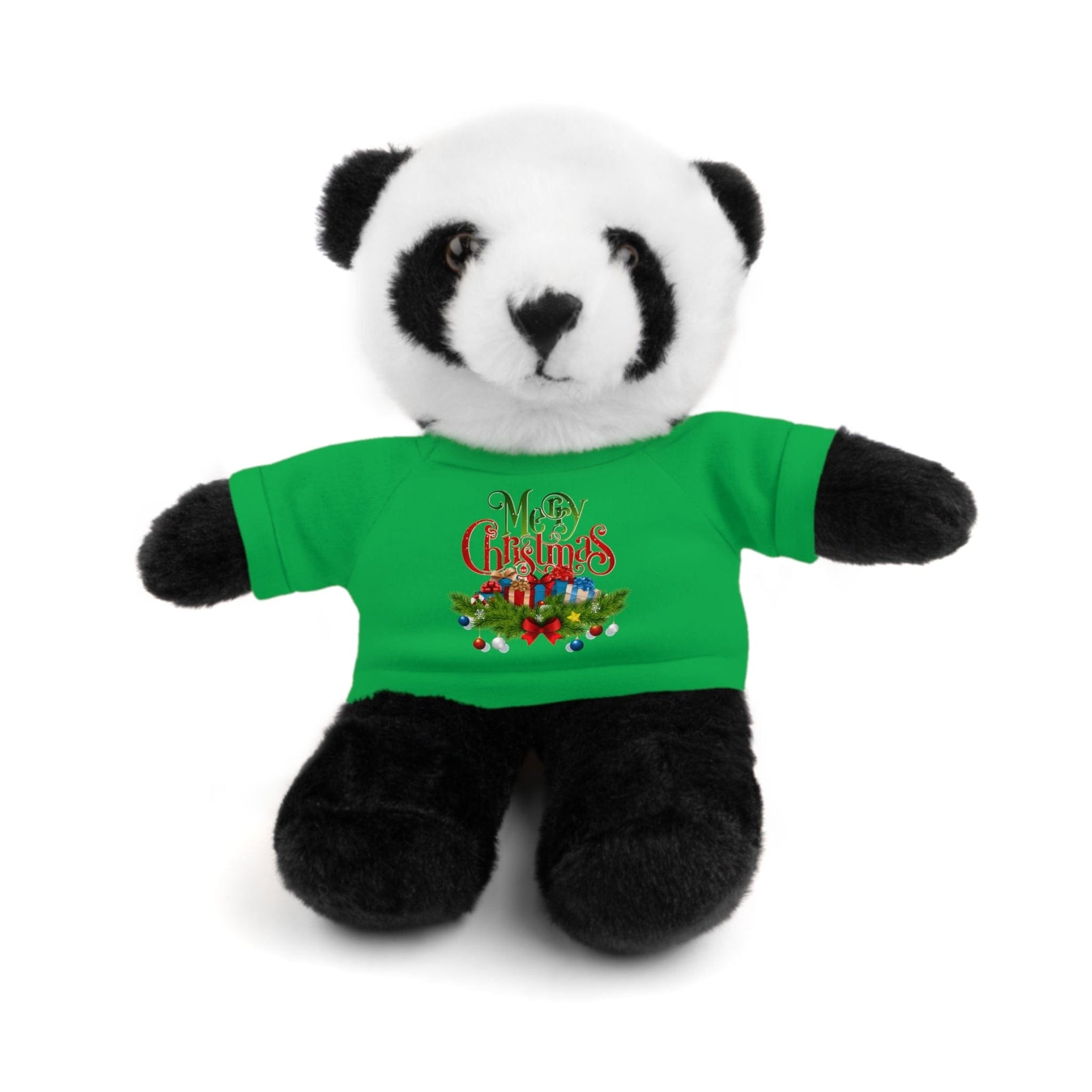 Printify Accessories Irish Green / Panda / 8" Cuddly Christmas Companions: Stuffed Animals Adorned in Festive Tee Designs for Holiday Cheer!