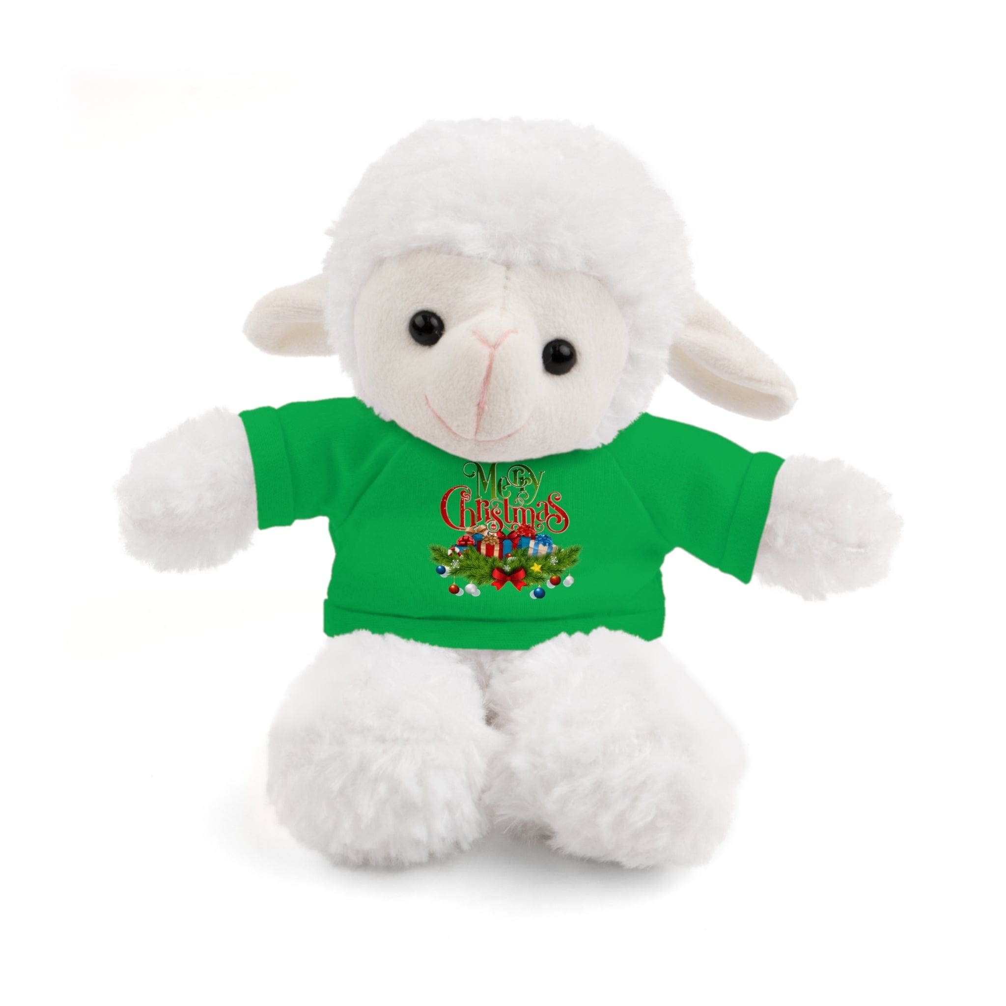 Printify Accessories Irish Green / Sheep / 8" Cuddly Christmas Companions: Stuffed Animals Adorned in Festive Tee Designs for Holiday Cheer!