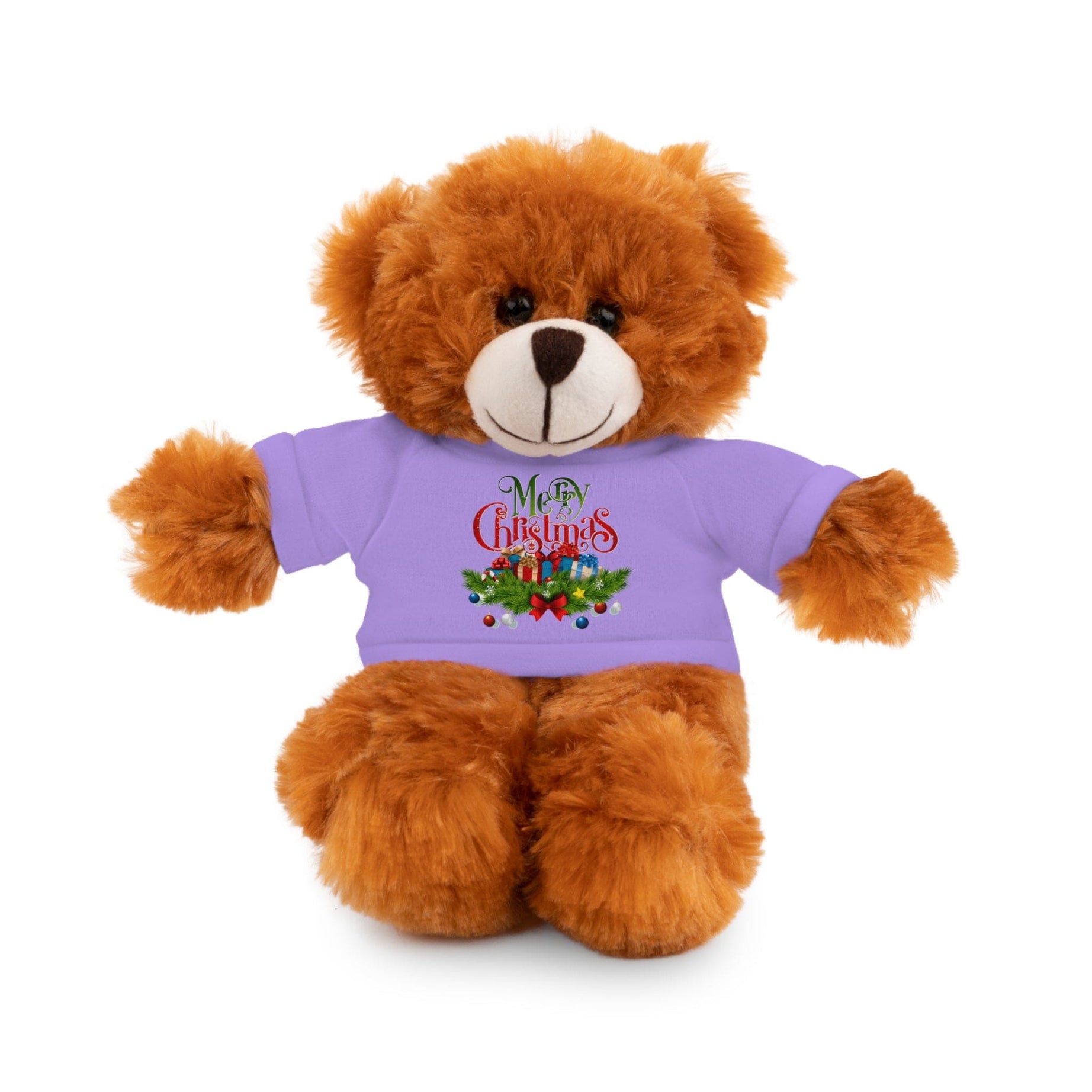 Printify Accessories Lavender / Bear / 8" Cuddly Christmas Companions: Stuffed Animals Adorned in Festive Tee Designs for Holiday Cheer!
