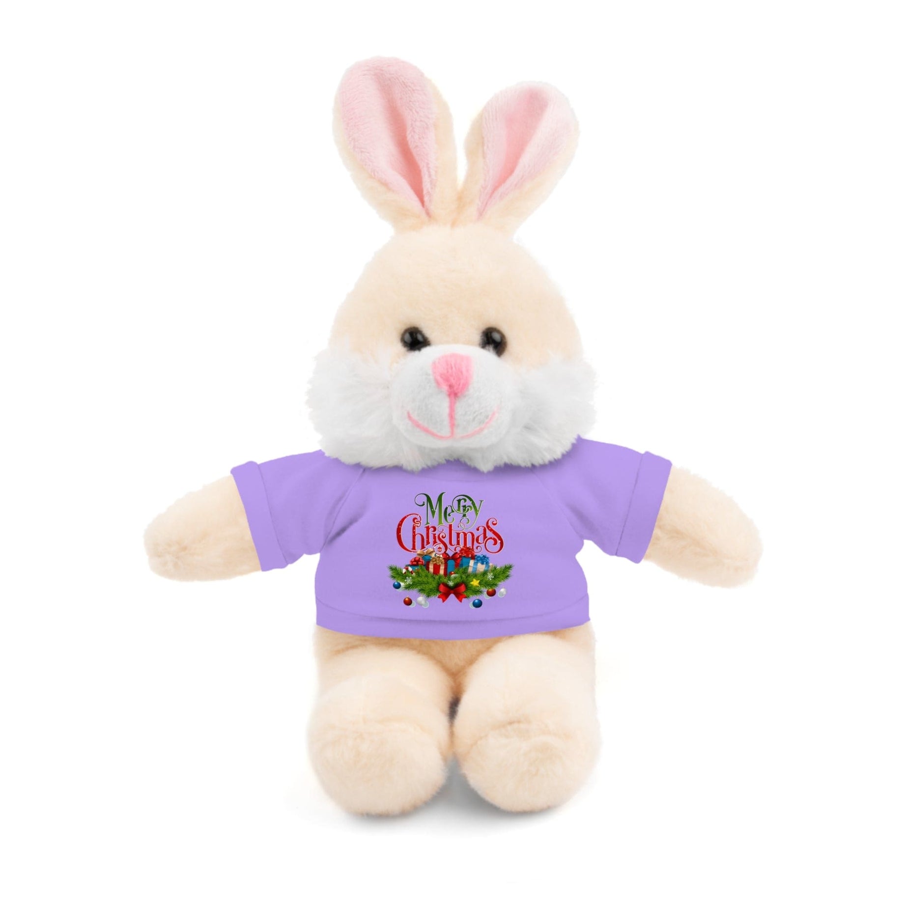 Printify Accessories Lavender / Bunny / 8" Cuddly Christmas Companions: Stuffed Animals Adorned in Festive Tee Designs for Holiday Cheer!