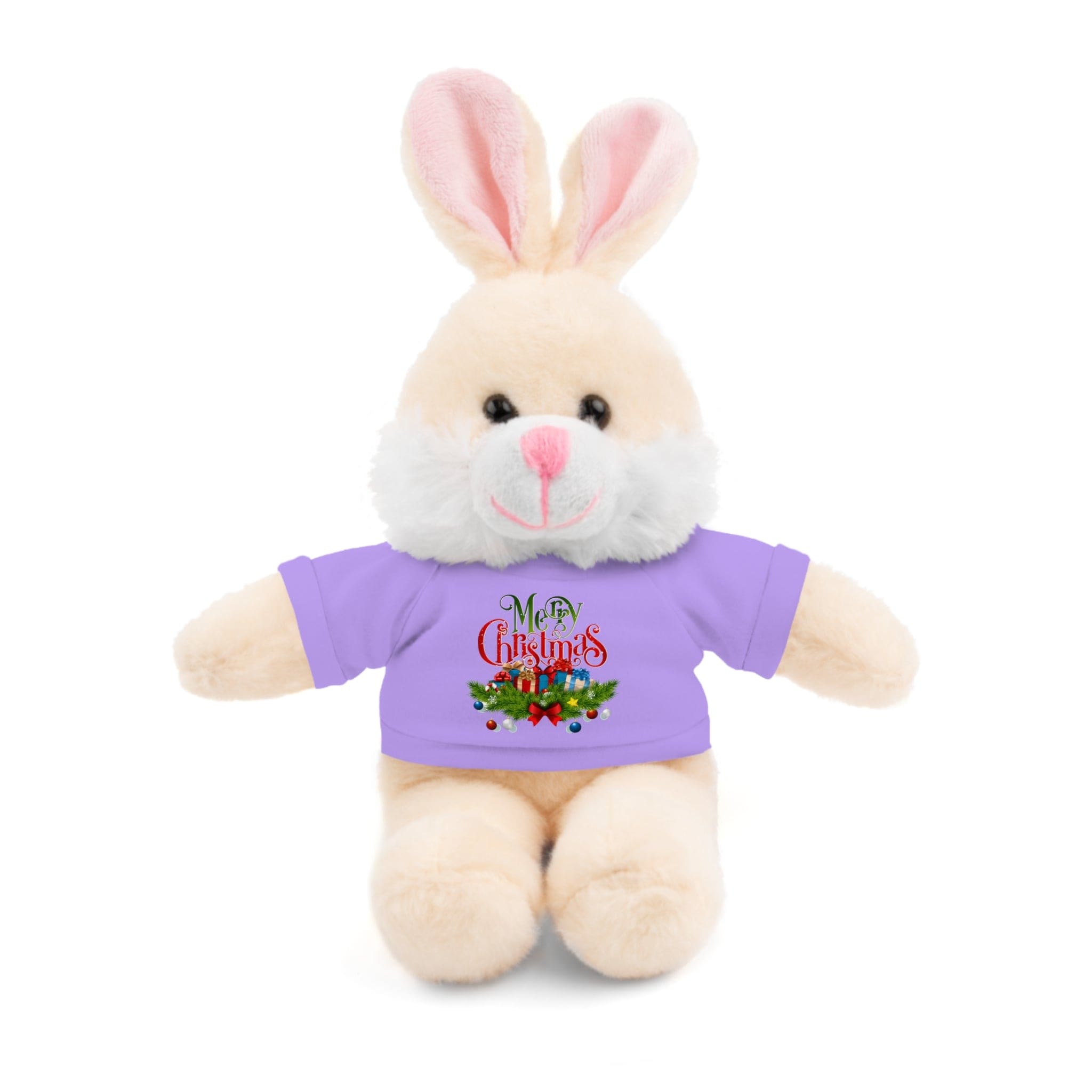 Printify Accessories Lavender / Bunny / 8" Cuddly Christmas Companions: Stuffed Animals Adorned in Festive Tee Designs for Holiday Cheer!