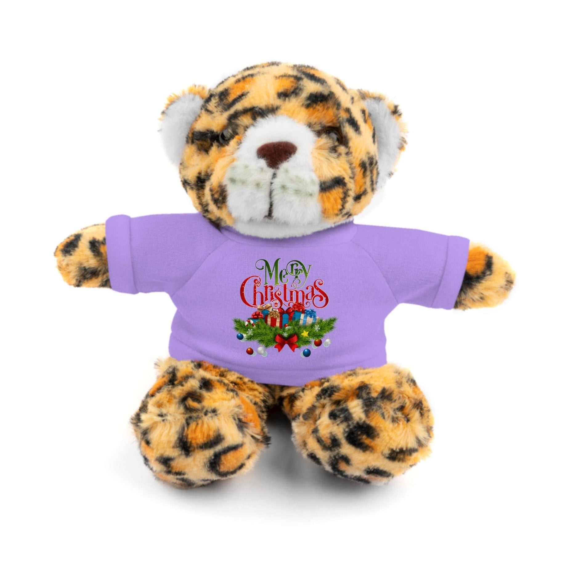 Printify Accessories Lavender / Jaguar / 8" Cuddly Christmas Companions: Stuffed Animals Adorned in Festive Tee Designs for Holiday Cheer!