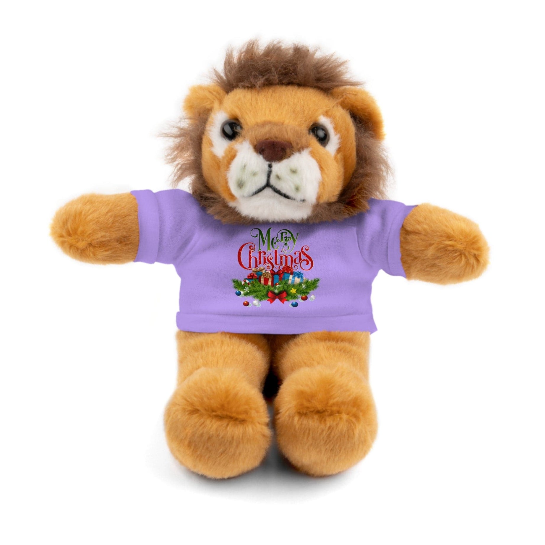 Printify Accessories Lavender / Lion / 8" Cuddly Christmas Companions: Stuffed Animals Adorned in Festive Tee Designs for Holiday Cheer!