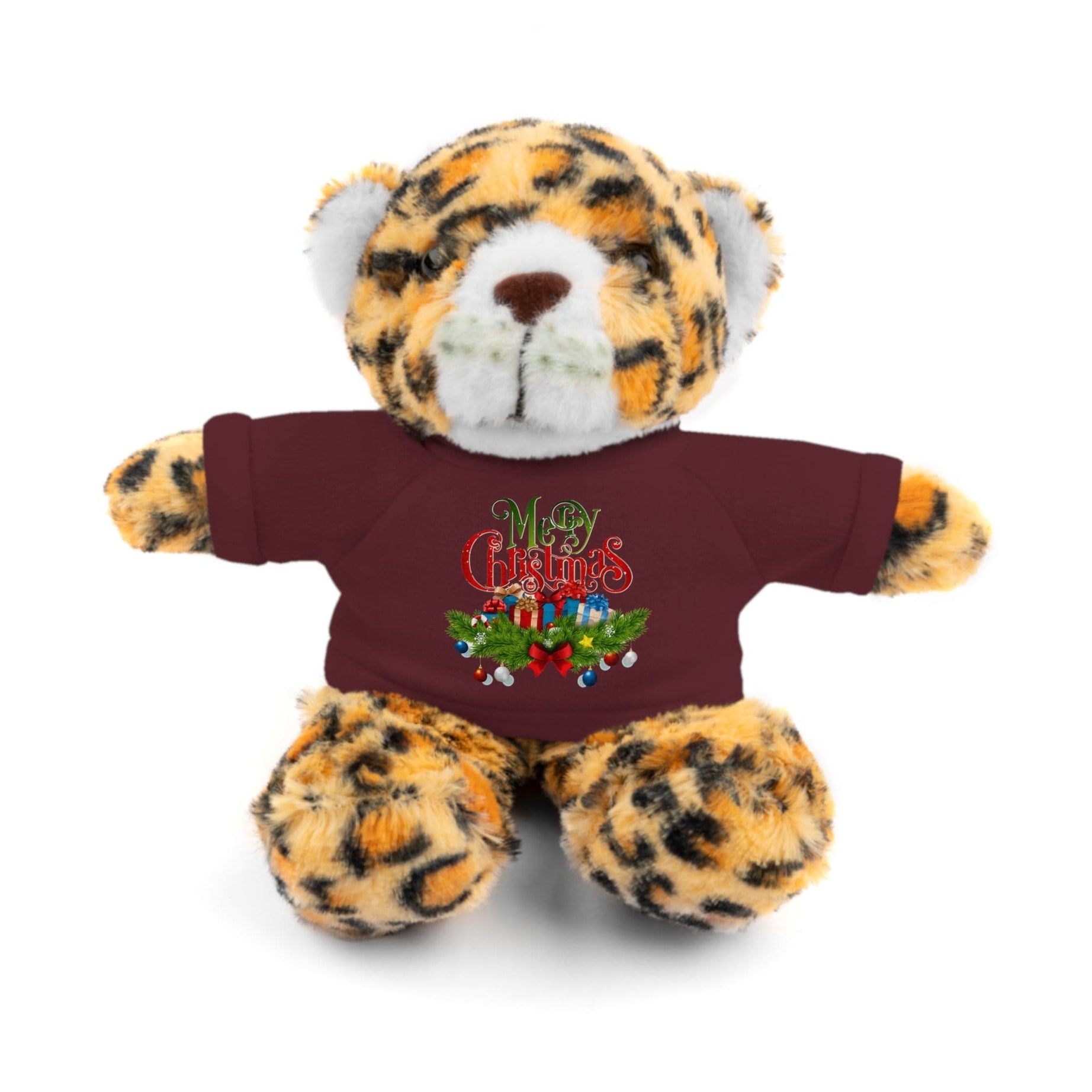 Printify Accessories Maroon / Jaguar / 8" Cuddly Christmas Companions: Stuffed Animals Adorned in Festive Tee Designs for Holiday Cheer!