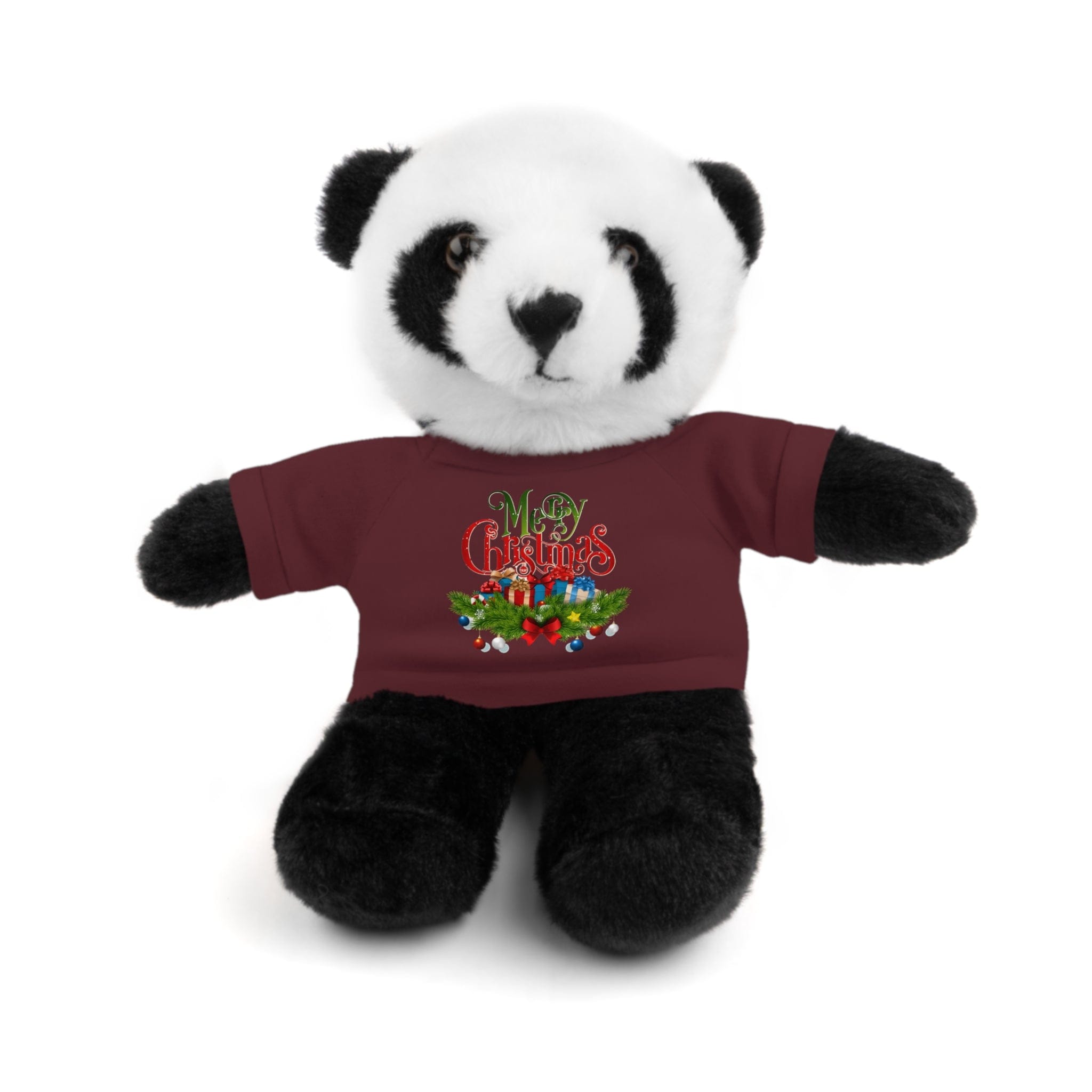 Printify Accessories Maroon / Panda / 8" Cuddly Christmas Companions: Stuffed Animals Adorned in Festive Tee Designs for Holiday Cheer!