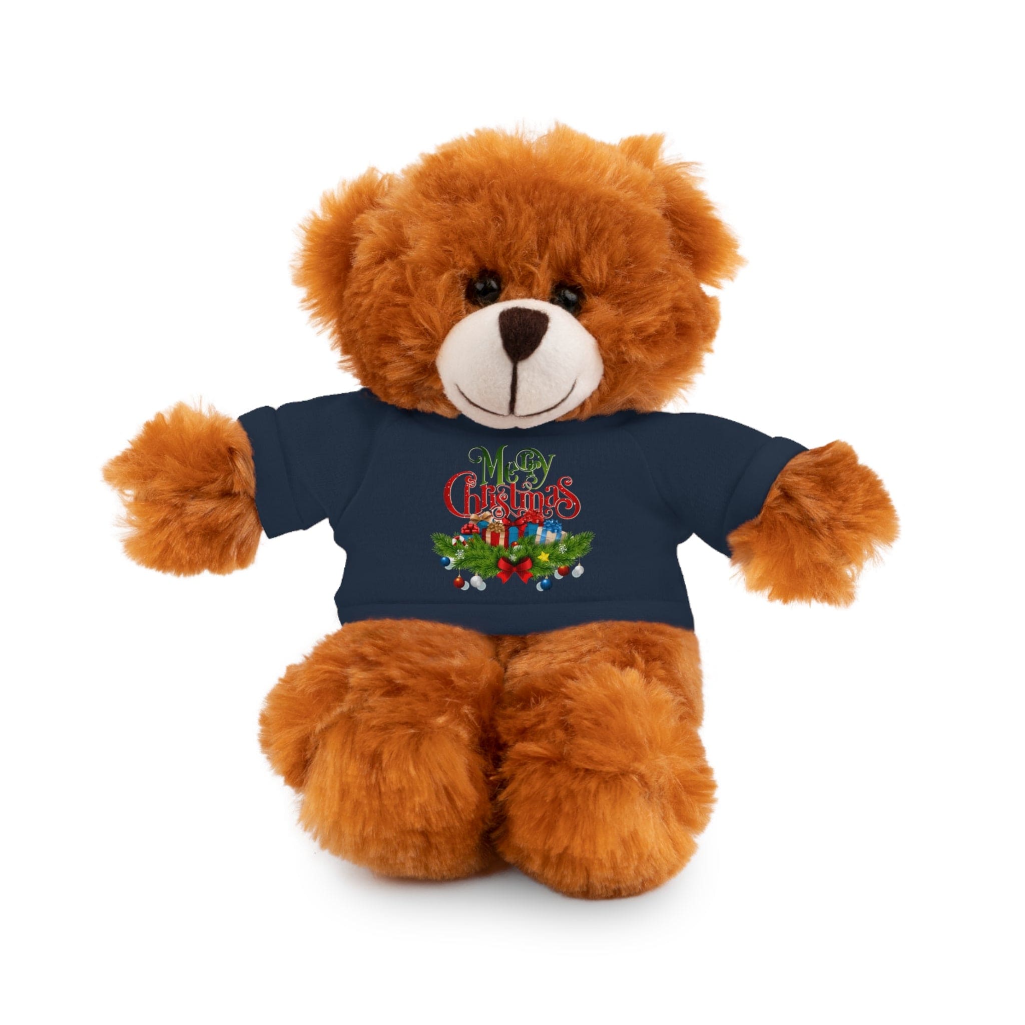 Printify Accessories Navy / Bear / 8" Cuddly Christmas Companions: Stuffed Animals Adorned in Festive Tee Designs for Holiday Cheer!