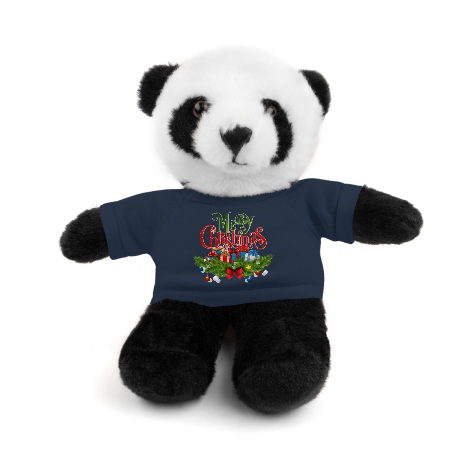 Printify Accessories Navy / Panda / 8" Cuddly Christmas Companions: Stuffed Animals Adorned in Festive Tee Designs for Holiday Cheer!