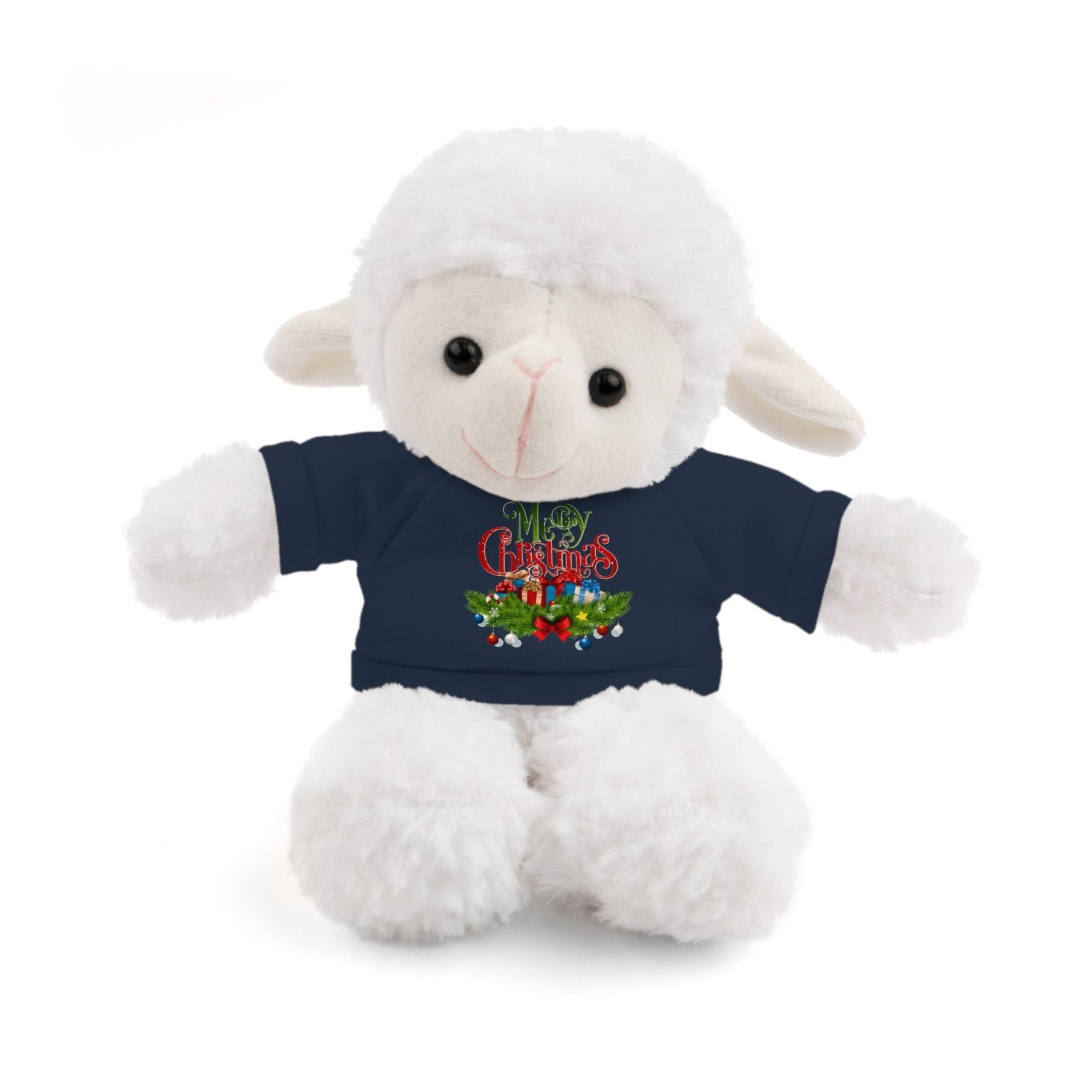 Printify Accessories Navy / Sheep / 8" Cuddly Christmas Companions: Stuffed Animals Adorned in Festive Tee Designs for Holiday Cheer!