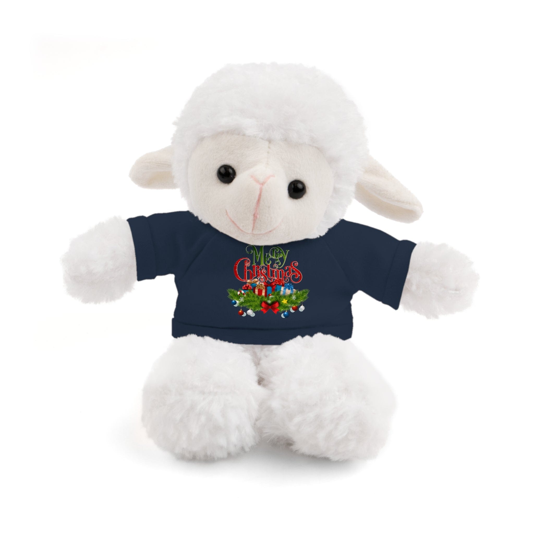 Printify Accessories Navy / Sheep / 8" Cuddly Christmas Companions: Stuffed Animals Adorned in Festive Tee Designs for Holiday Cheer!