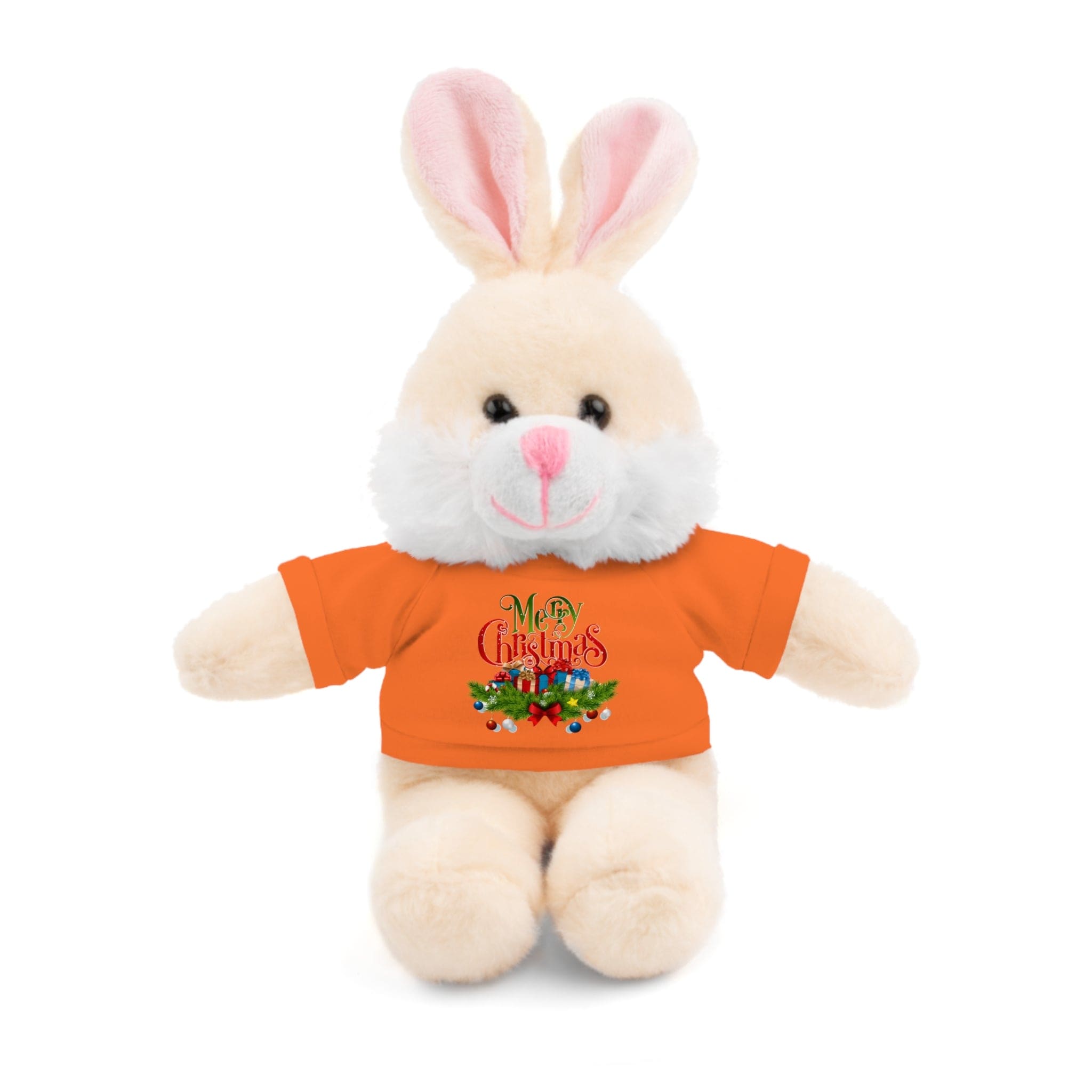 Printify Accessories Orange / Bunny / 8" Cuddly Christmas Companions: Stuffed Animals Adorned in Festive Tee Designs for Holiday Cheer!