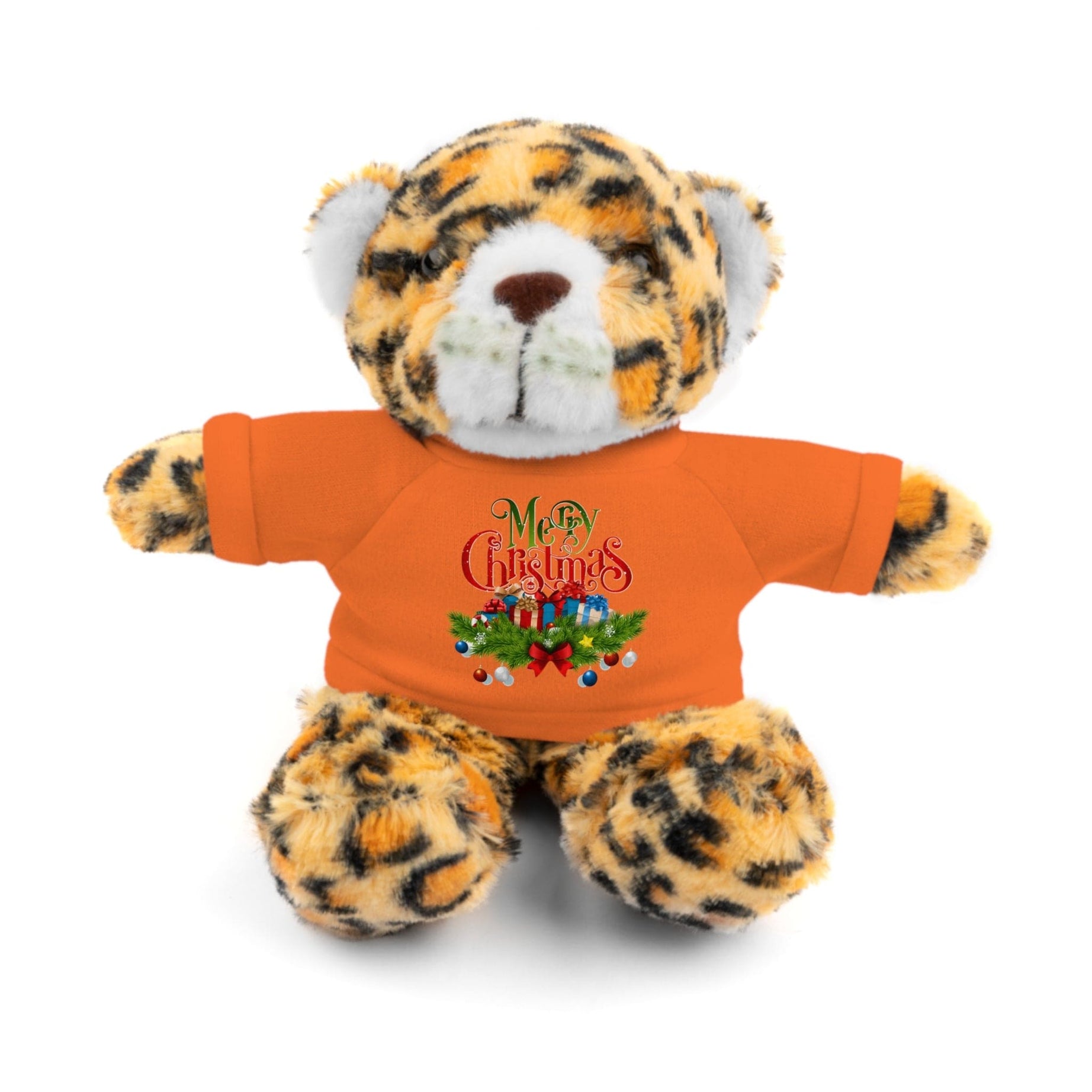 Printify Accessories Orange / Jaguar / 8" Cuddly Christmas Companions: Stuffed Animals Adorned in Festive Tee Designs for Holiday Cheer!