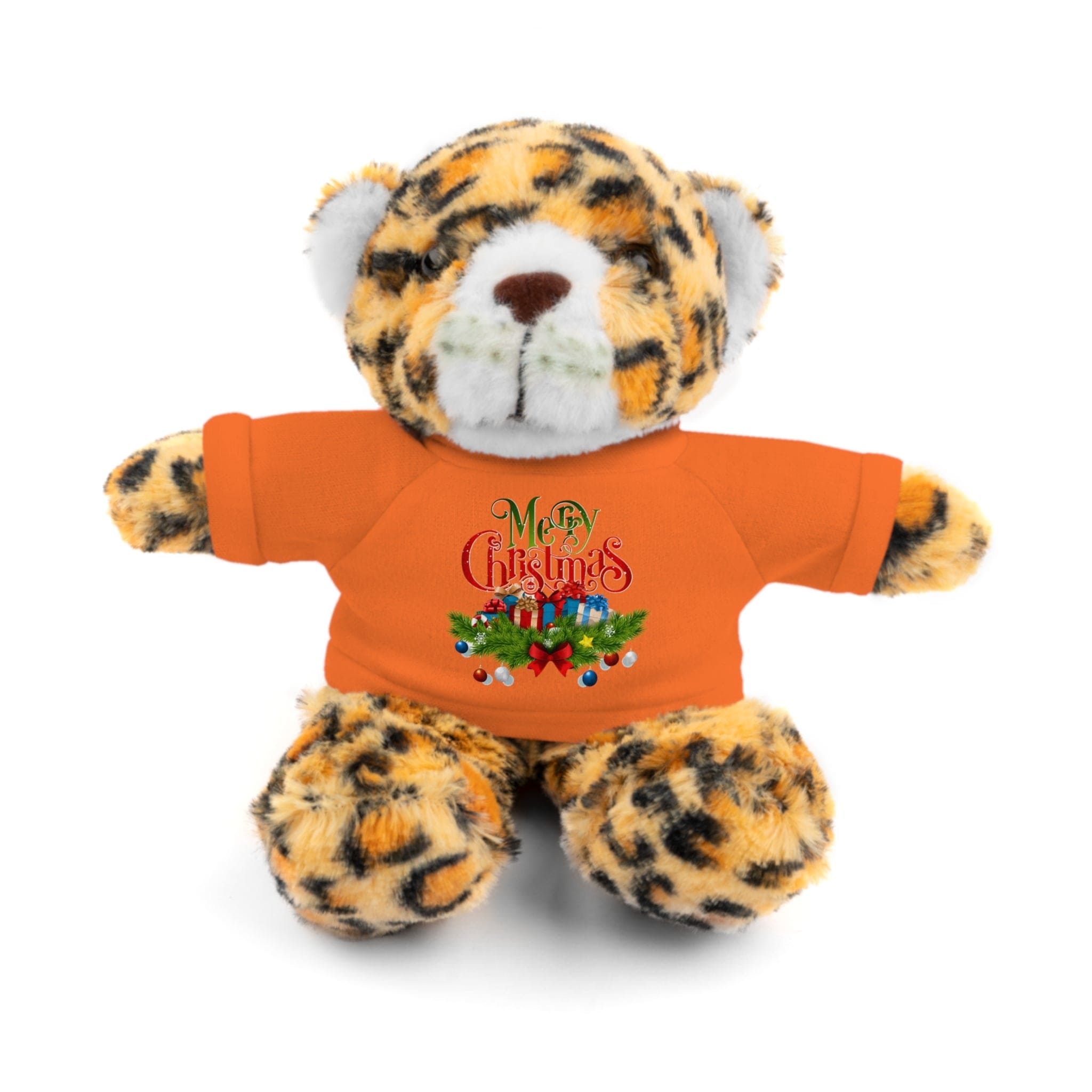 Printify Accessories Orange / Jaguar / 8" Cuddly Christmas Companions: Stuffed Animals Adorned in Festive Tee Designs for Holiday Cheer!