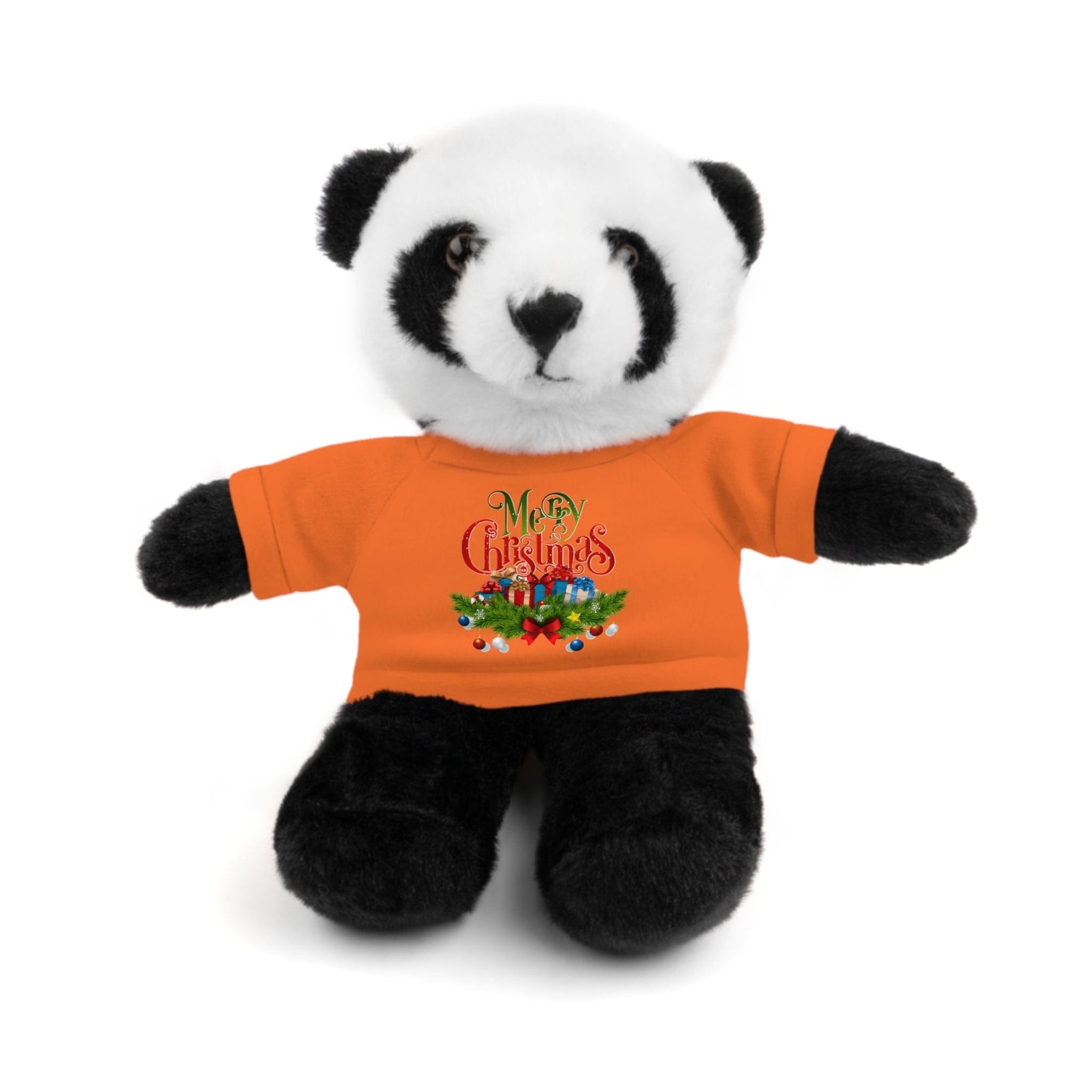 Printify Accessories Orange / Panda / 8" Cuddly Christmas Companions: Stuffed Animals Adorned in Festive Tee Designs for Holiday Cheer!