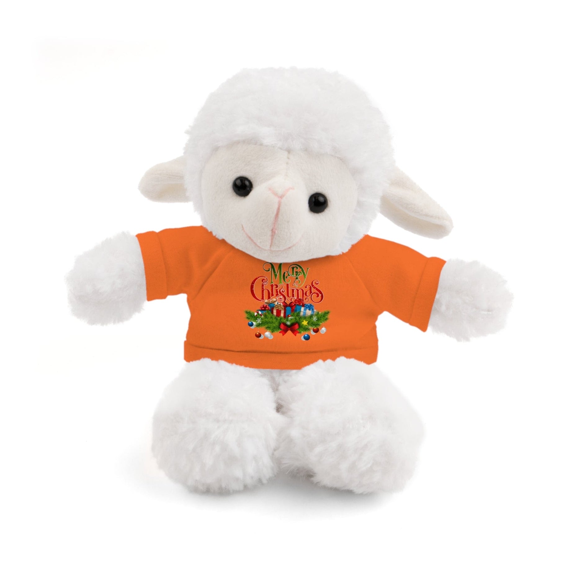 Printify Accessories Orange / Sheep / 8" Cuddly Christmas Companions: Stuffed Animals Adorned in Festive Tee Designs for Holiday Cheer!