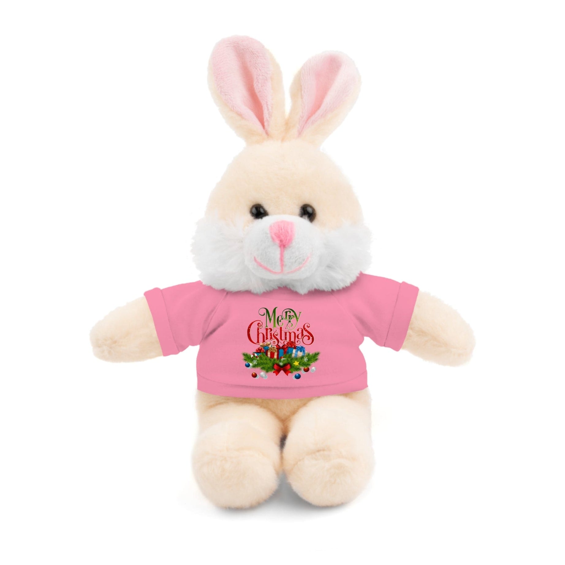 Printify Accessories Pink / Bunny / 8" Cuddly Christmas Companions: Stuffed Animals Adorned in Festive Tee Designs for Holiday Cheer!