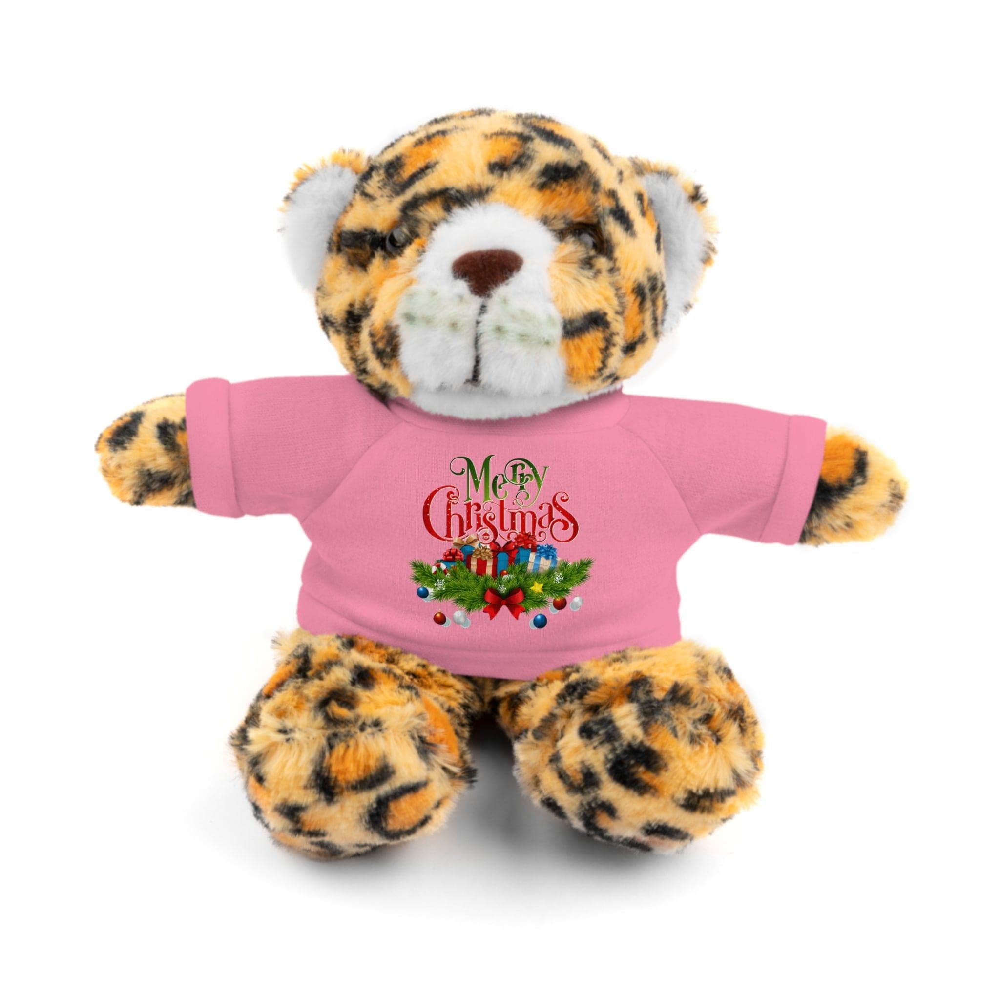 Printify Accessories Pink / Jaguar / 8" Cuddly Christmas Companions: Stuffed Animals Adorned in Festive Tee Designs for Holiday Cheer!