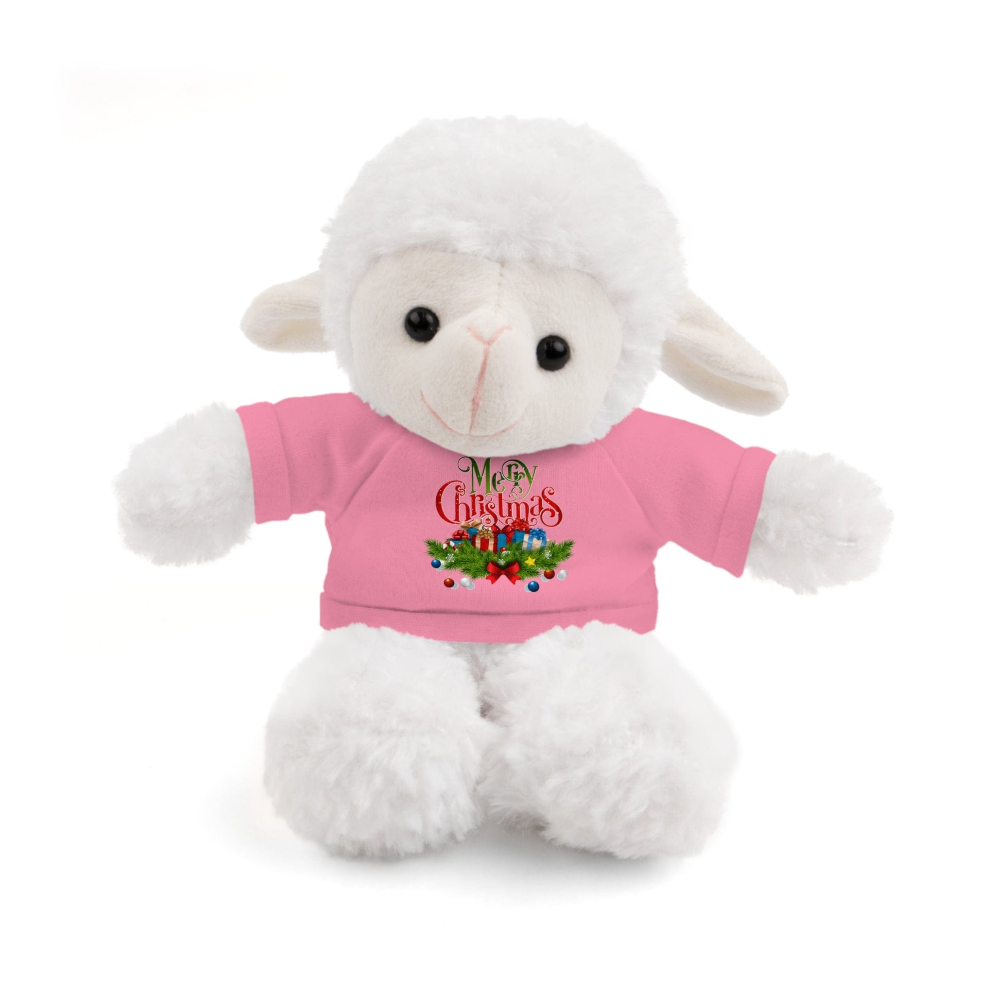 Printify Accessories Pink / Sheep / 8" Cuddly Christmas Companions: Stuffed Animals Adorned in Festive Tee Designs for Holiday Cheer!