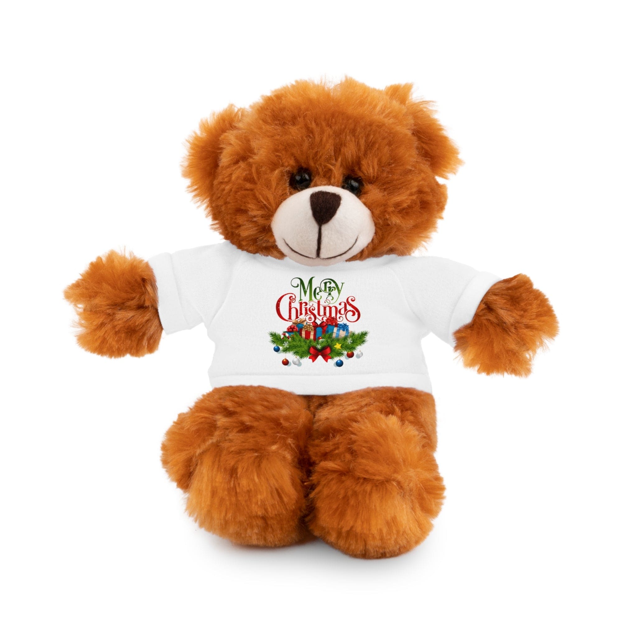 Printify Accessories White / Bear / 8" Cuddly Christmas Companions: Stuffed Animals Adorned in Festive Tee Designs for Holiday Cheer!