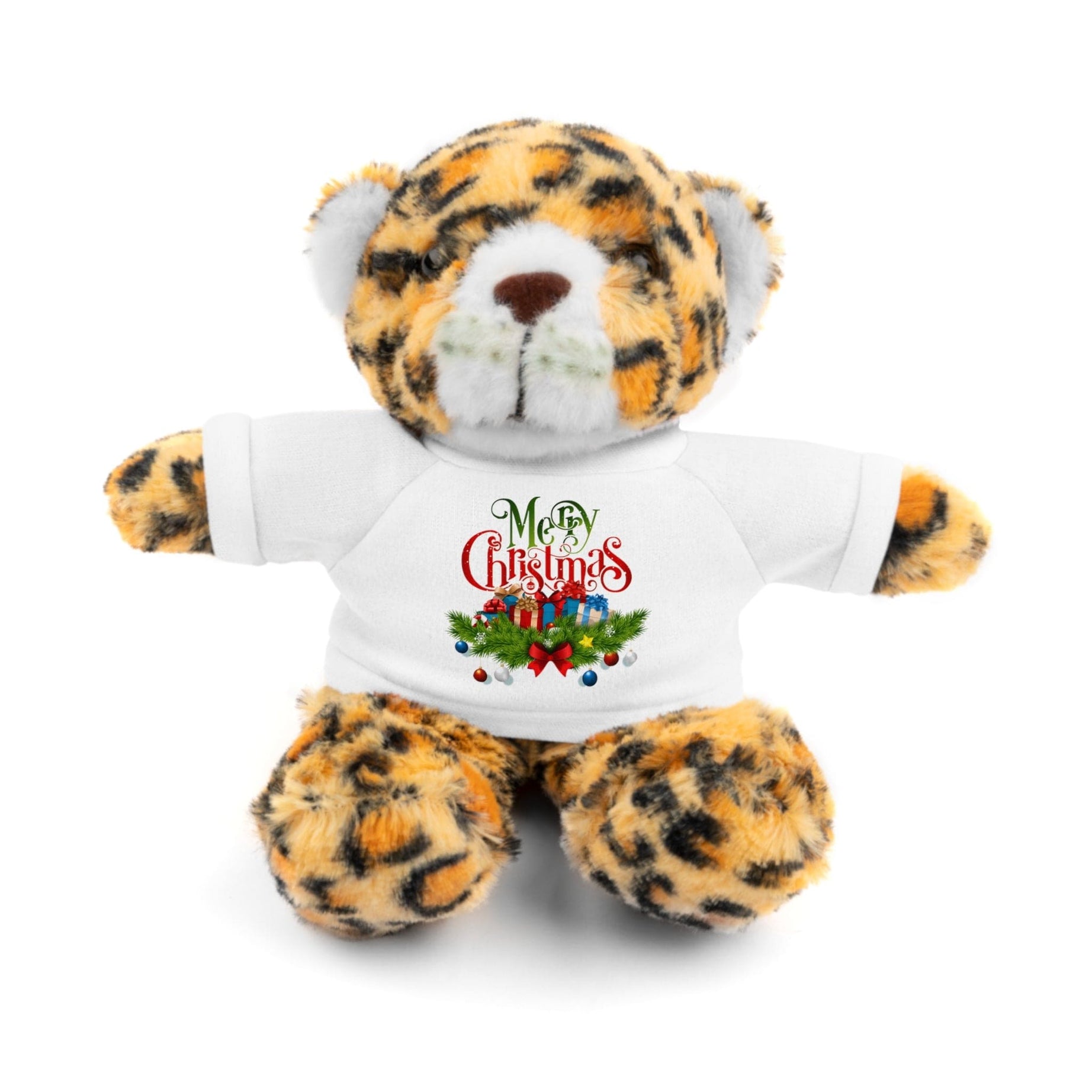 Printify Accessories White / Jaguar / 8" Cuddly Christmas Companions: Stuffed Animals Adorned in Festive Tee Designs for Holiday Cheer!