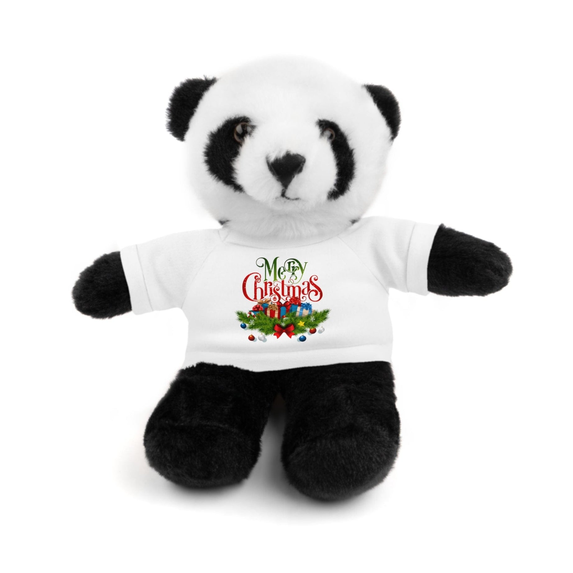 Printify Accessories White / Panda / 8" Cuddly Christmas Companions: Stuffed Animals Adorned in Festive Tee Designs for Holiday Cheer!