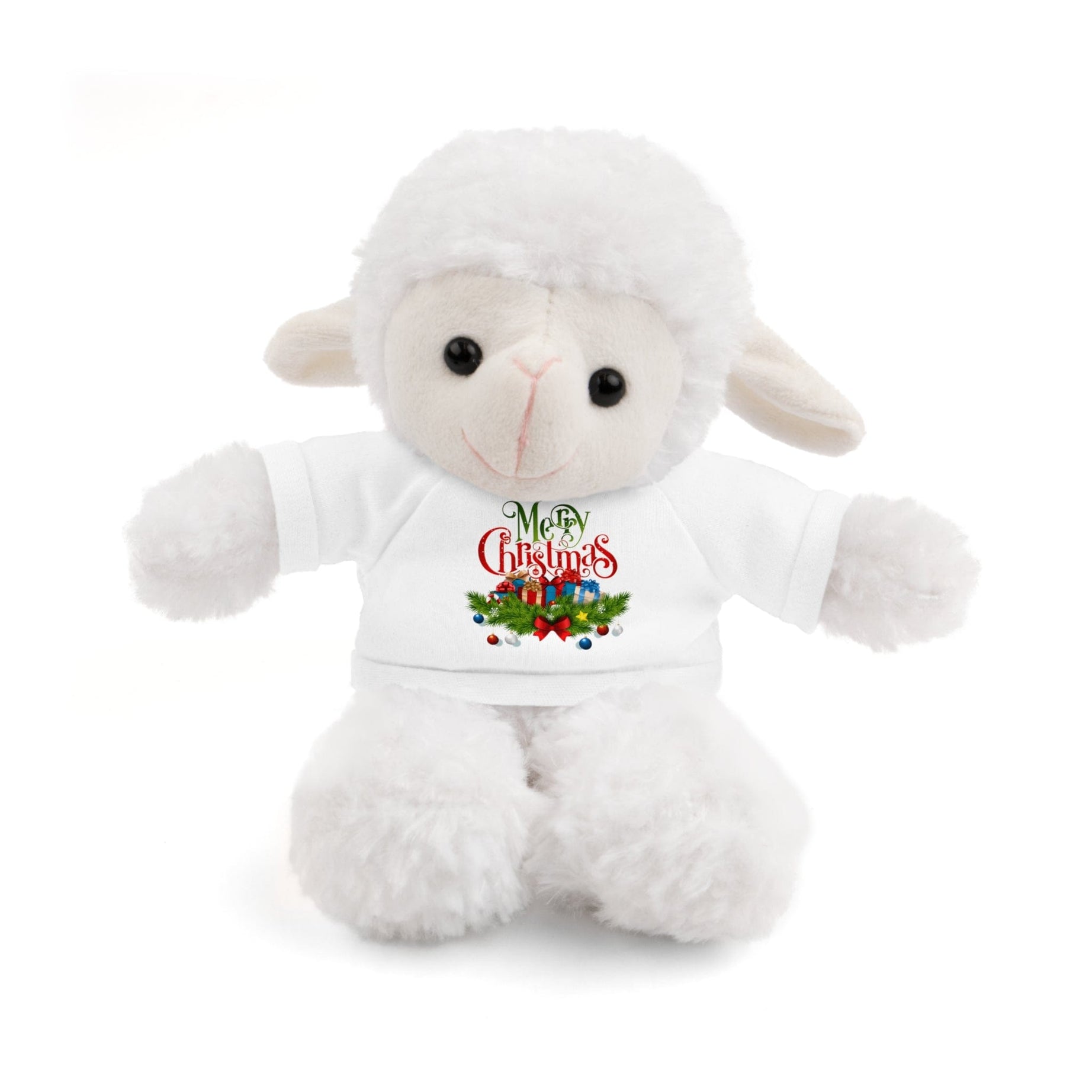 Printify Accessories White / Sheep / 8" Cuddly Christmas Companions: Stuffed Animals Adorned in Festive Tee Designs for Holiday Cheer!