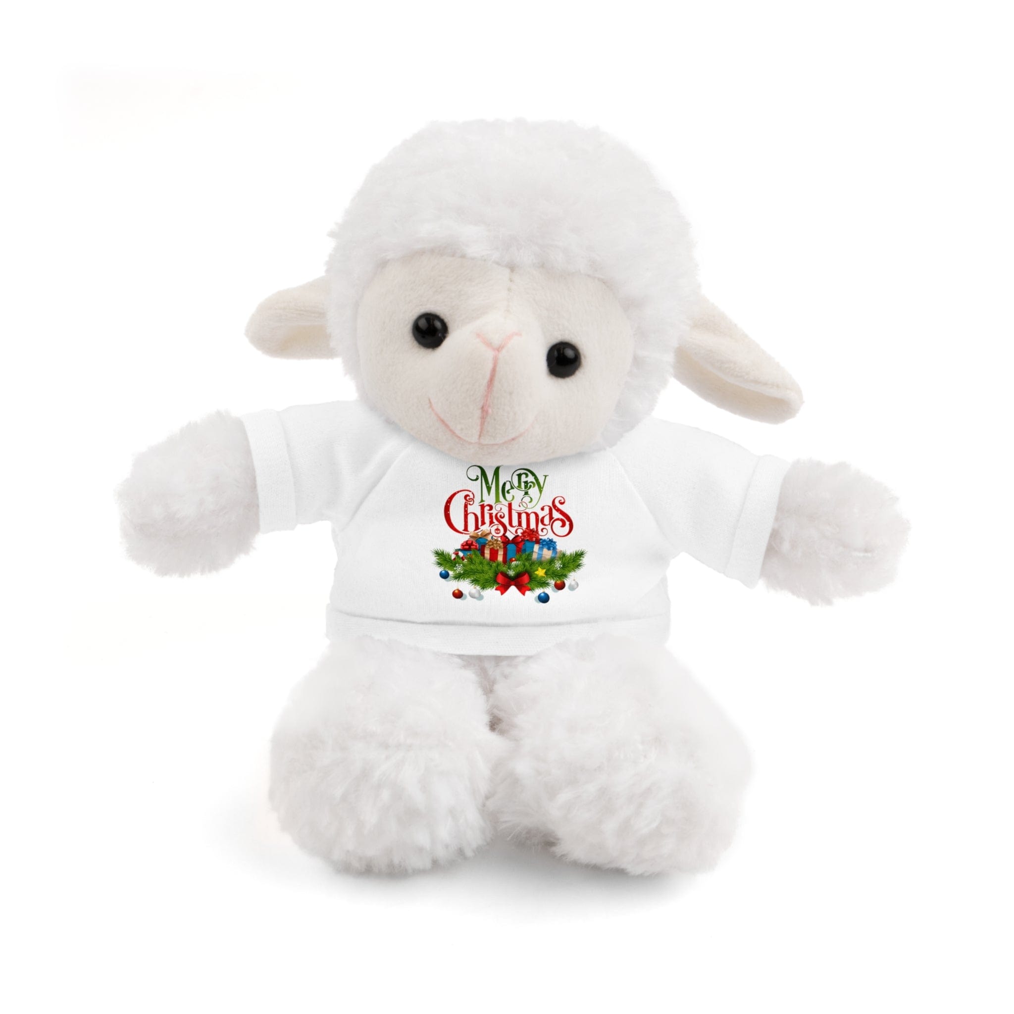 Printify Accessories White / Sheep / 8" Cuddly Christmas Companions: Stuffed Animals Adorned in Festive Tee Designs for Holiday Cheer!