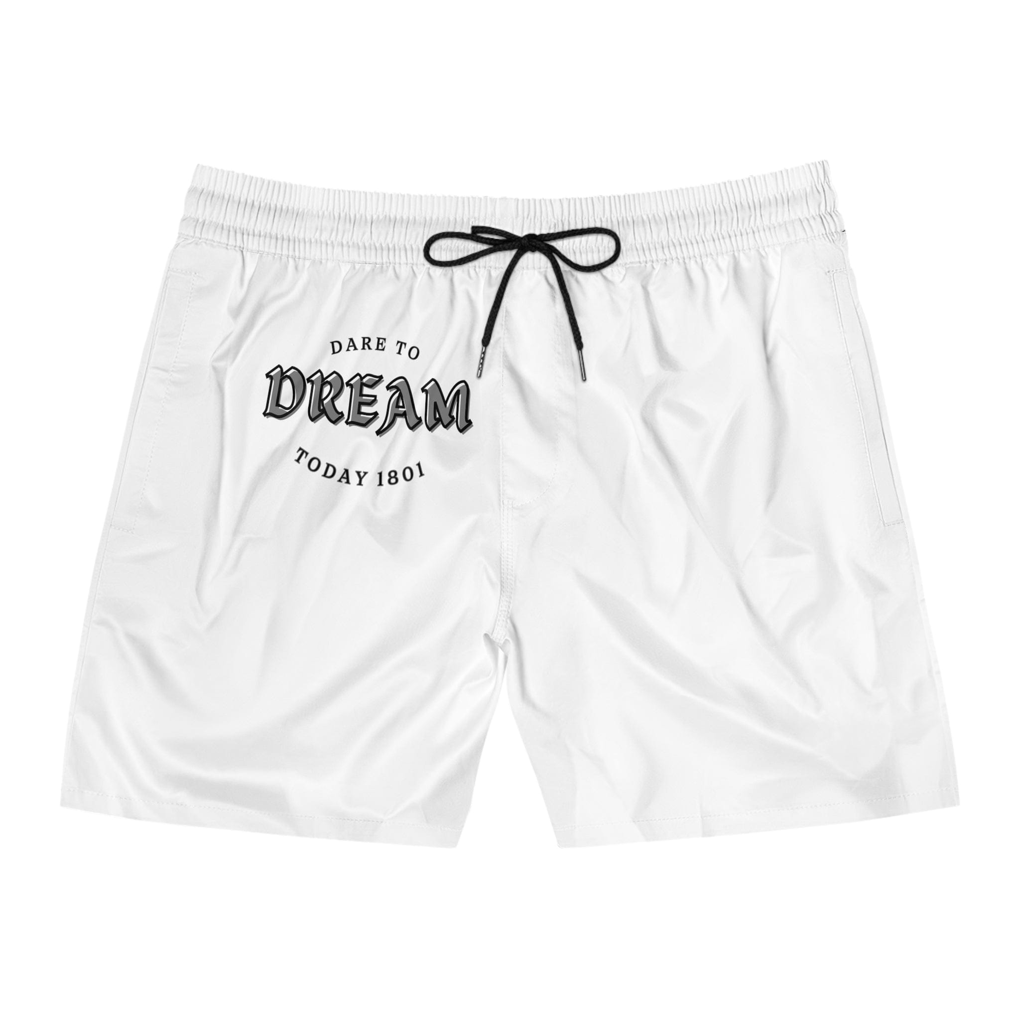 Printify All Over Prints S / Black drawstring Dare to dream motivational quotes Men's Mid-Length Swim Shorts (AOP)