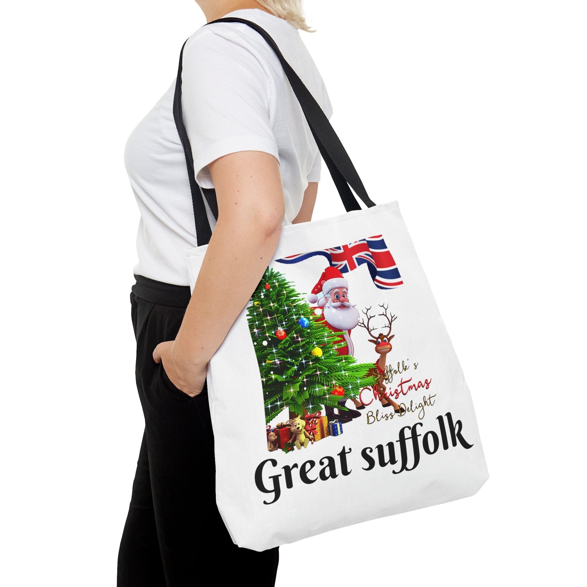 Printify Bags Large Suffolk Splendor: Festive Tote Bags with All-Over Print, Spreading Christmas Cheer and Stylish Merriment!