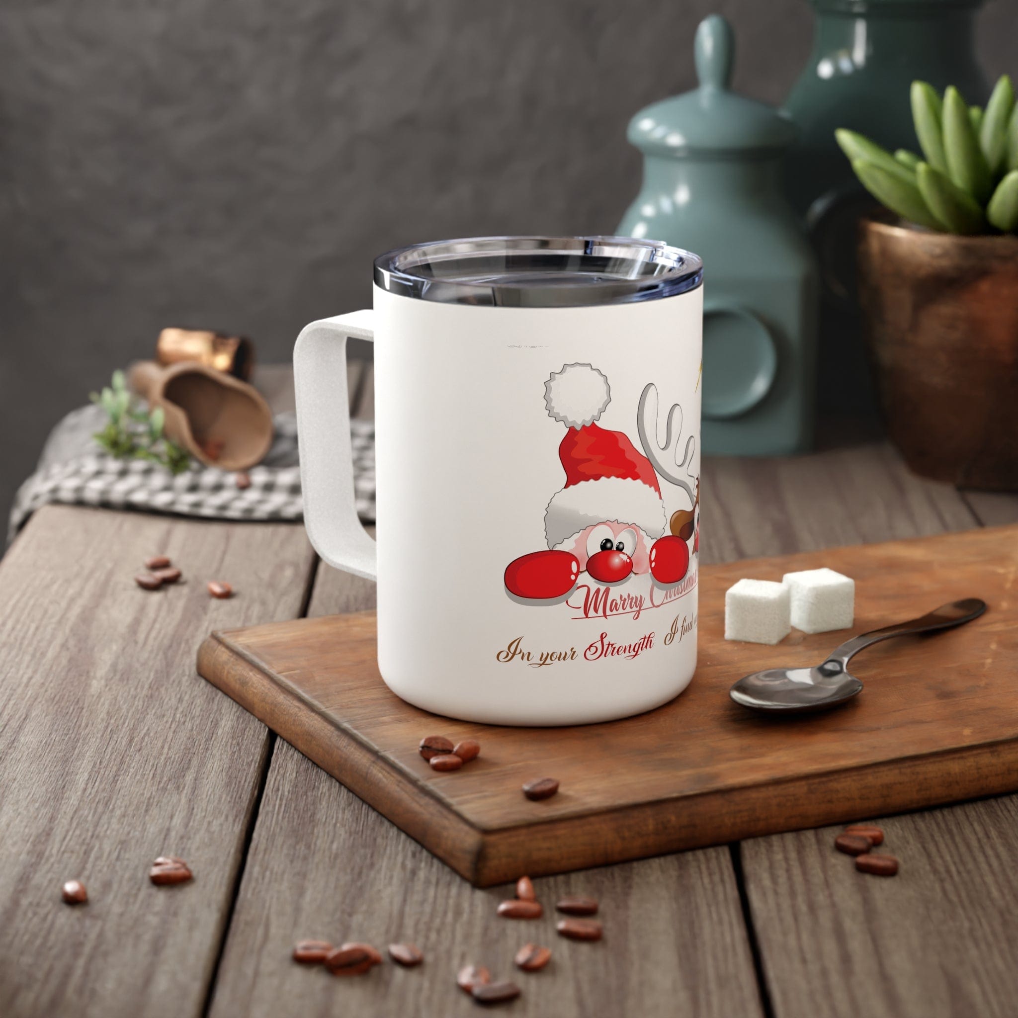 Printify Mug 10oz / White Sipping Love with Dad: A Warm Blend of Christmas Joy in Every Mug - Insulated Coffee Mug, 10oz