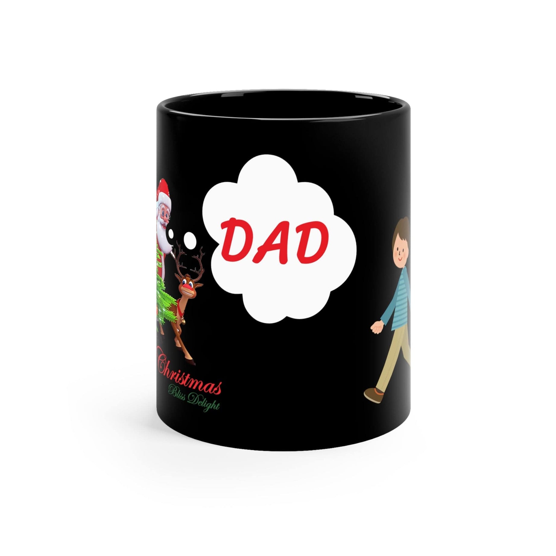 Printify Mug 11oz Cozy Moments: 15oz Black Mug Featuring Santa's Approval of Daddy-Daughter Bond
