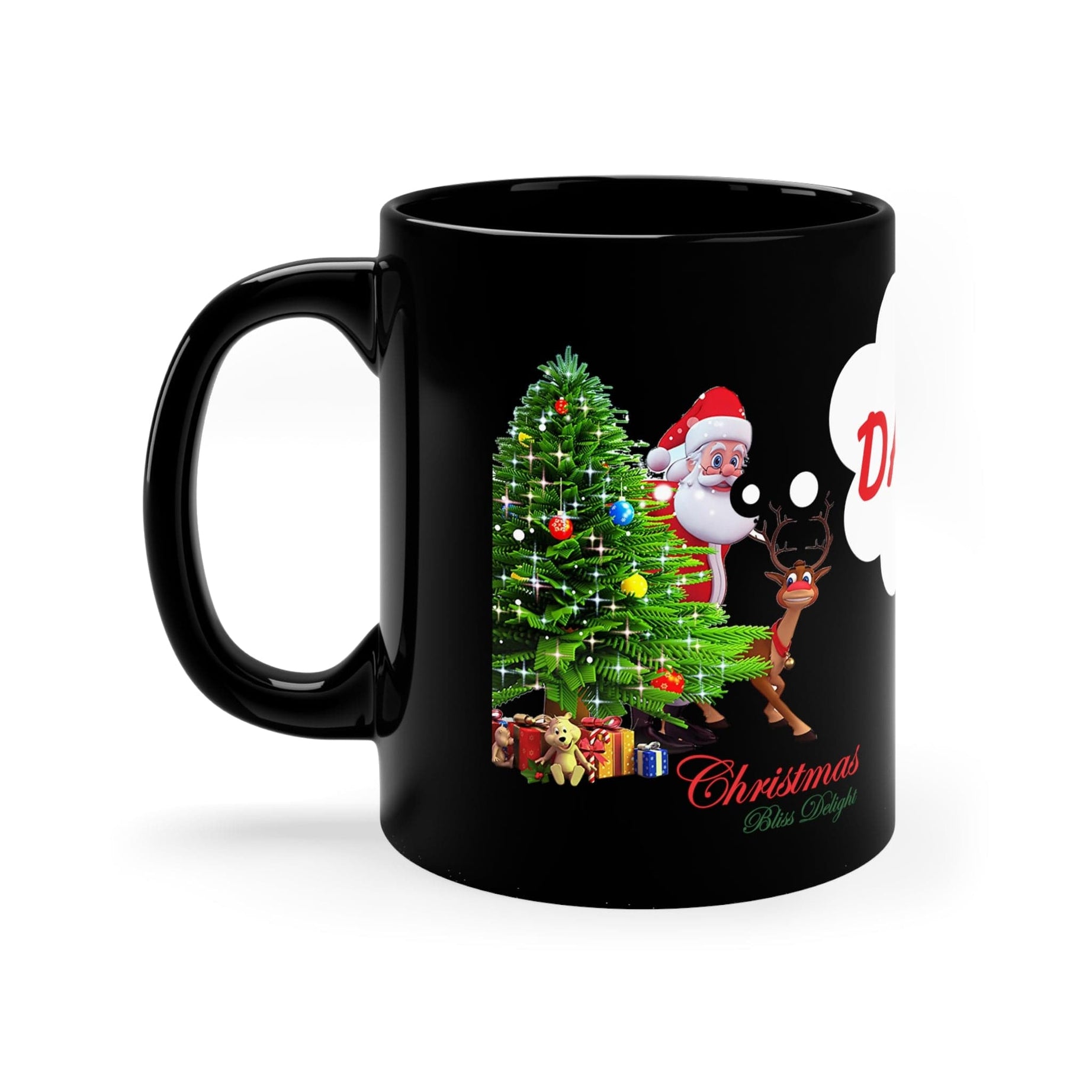 Printify Mug 11oz Cozy Moments: 15oz Black Mug Featuring Santa's Approval of Daddy-Daughter Bond