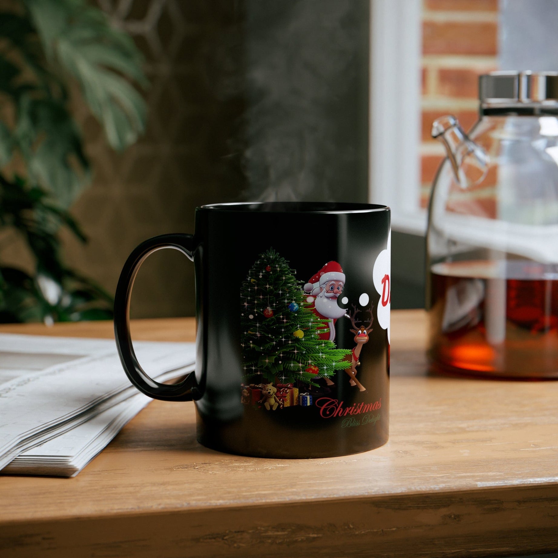 Printify Mug 11oz Cozy Moments: 15oz Black Mug Featuring Santa's Approval of Daddy-Daughter Bond