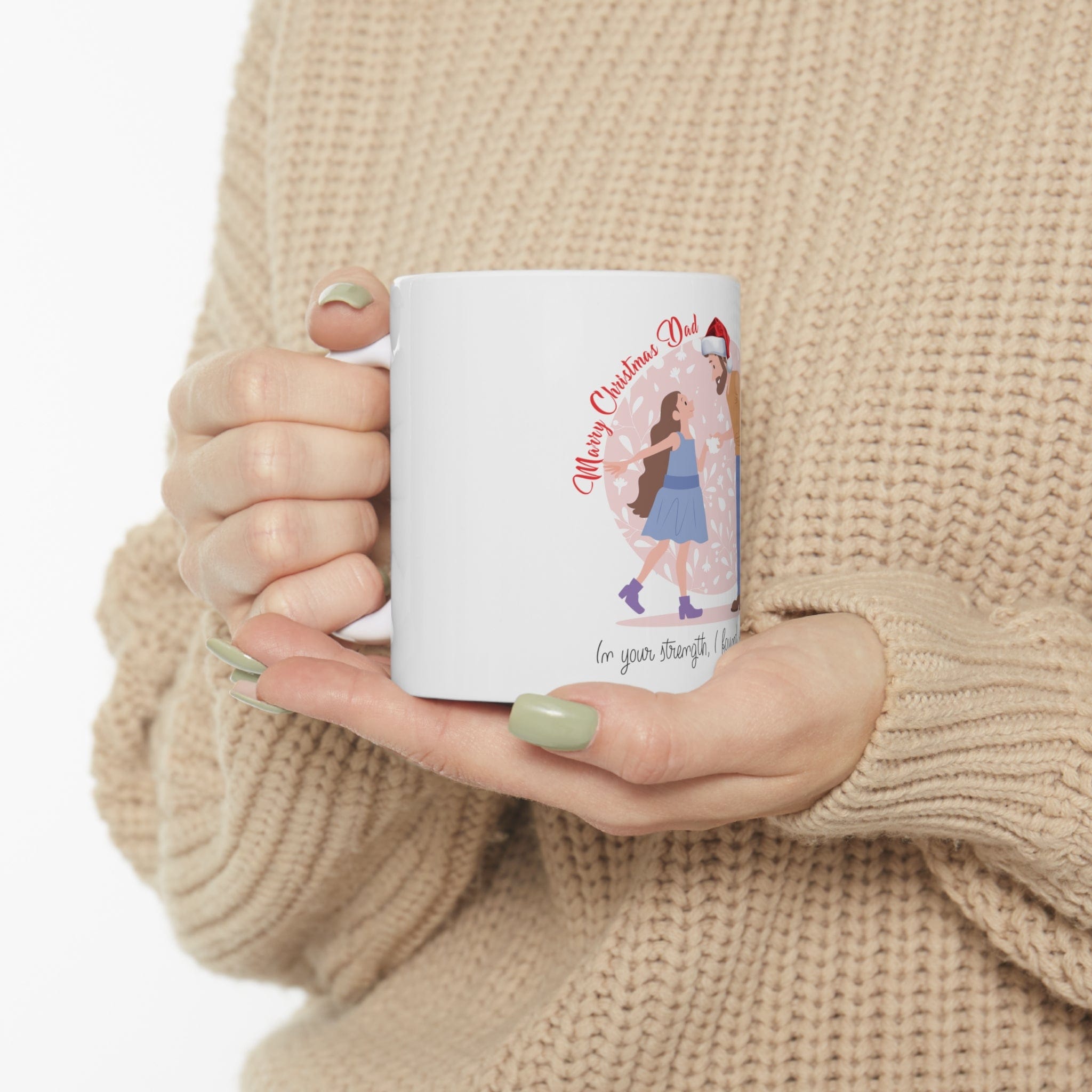 Printify Mug 11oz Dad & Daughter Duo: Cozy Up with Christmas Cheer