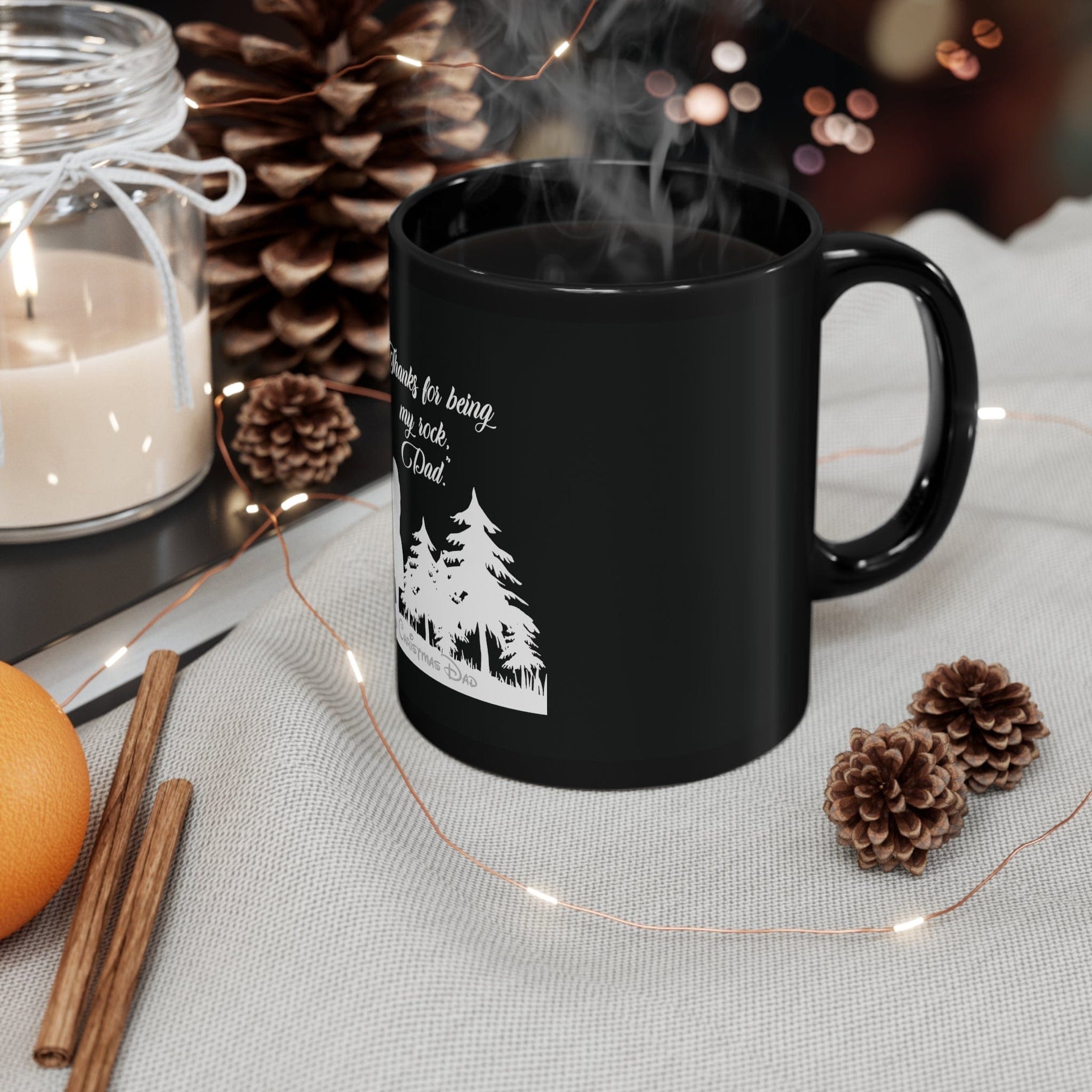 Printify Mug 11oz Dad with kids Christmas designed 11oz Black Mug