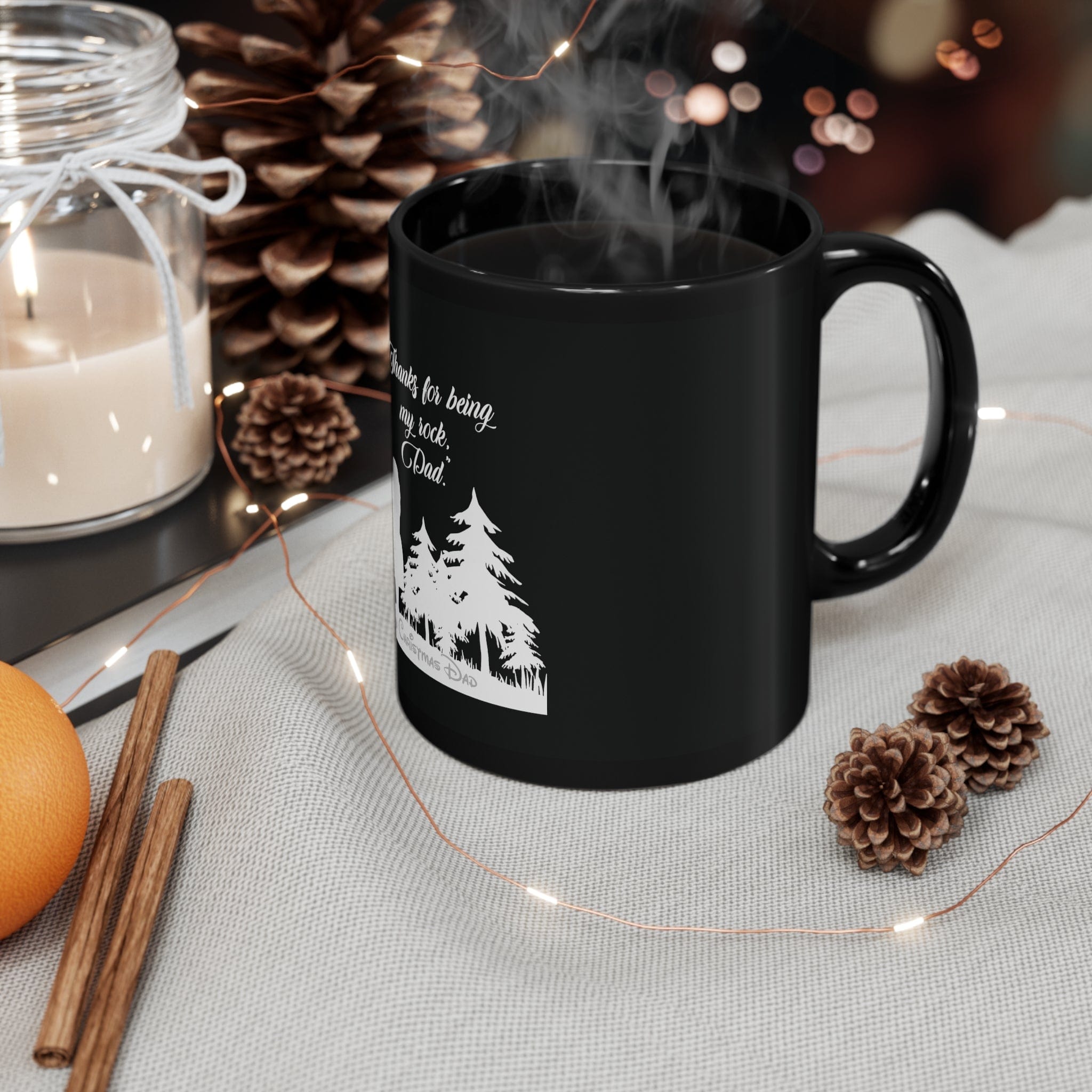 Printify Mug 11oz Dad with kids Christmas designed 11oz Black Mug