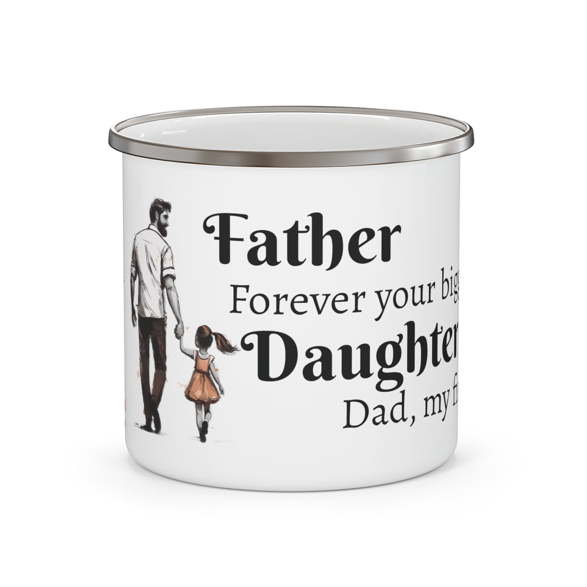 Printify Mug 12oz Dad & Daughter: Fireside Chats on Enamel - A Journey of Love and Laughter