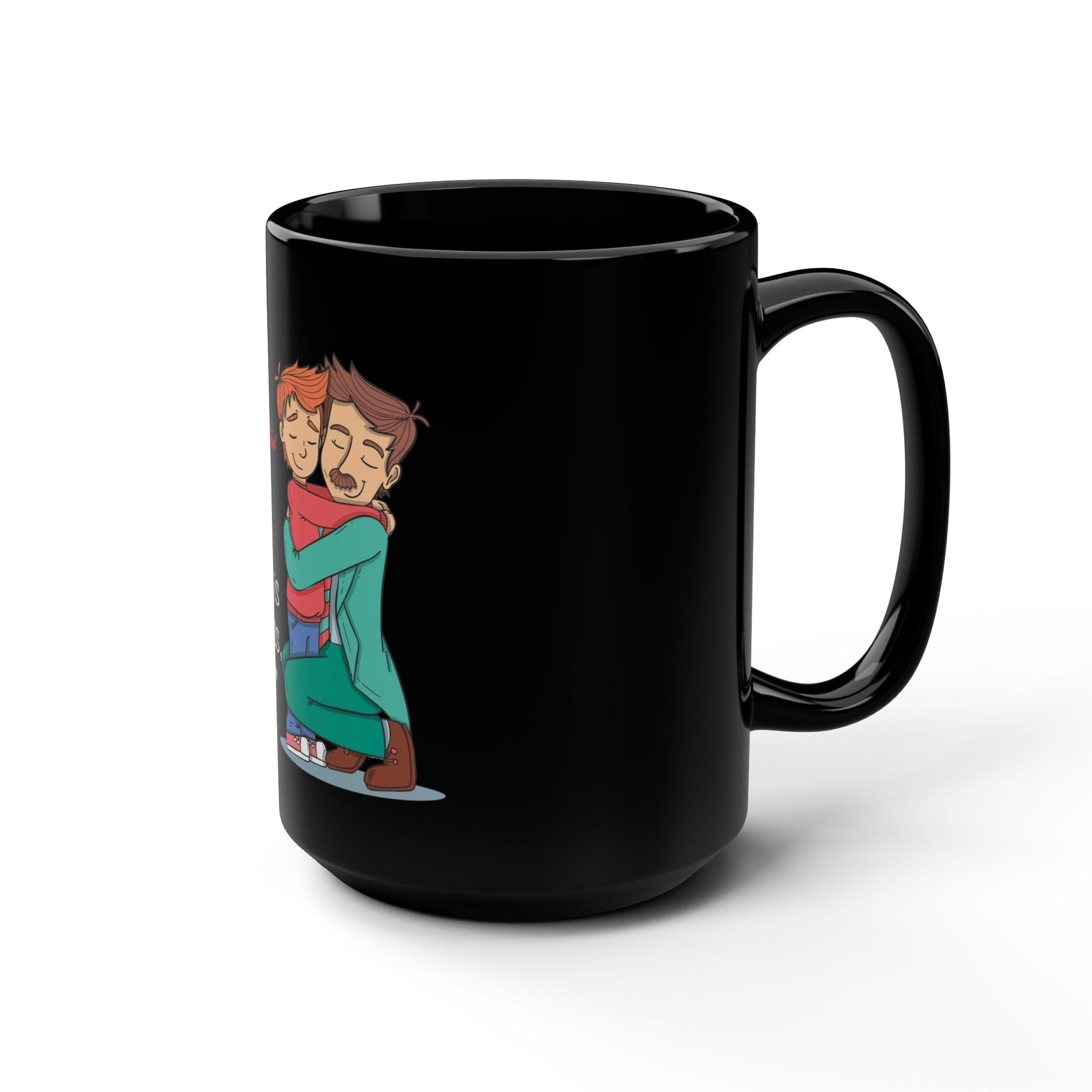 Printify Mug 15oz A Cup of Love: Christmas Mugs for the Best Dad and Son Black Mug, 15oz